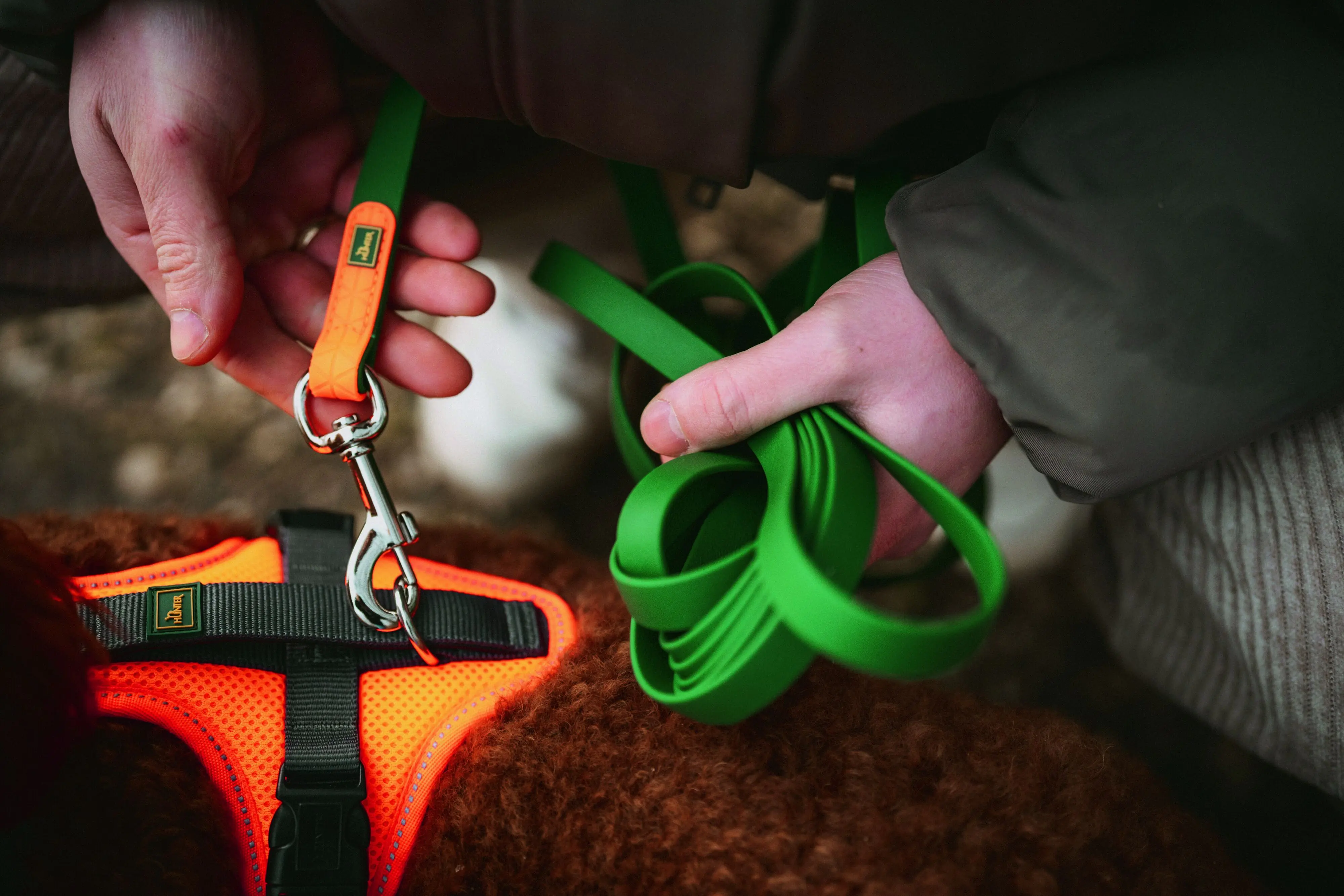 Hunter Hundegeschirr Maldon Up mit Griff M orange/grau