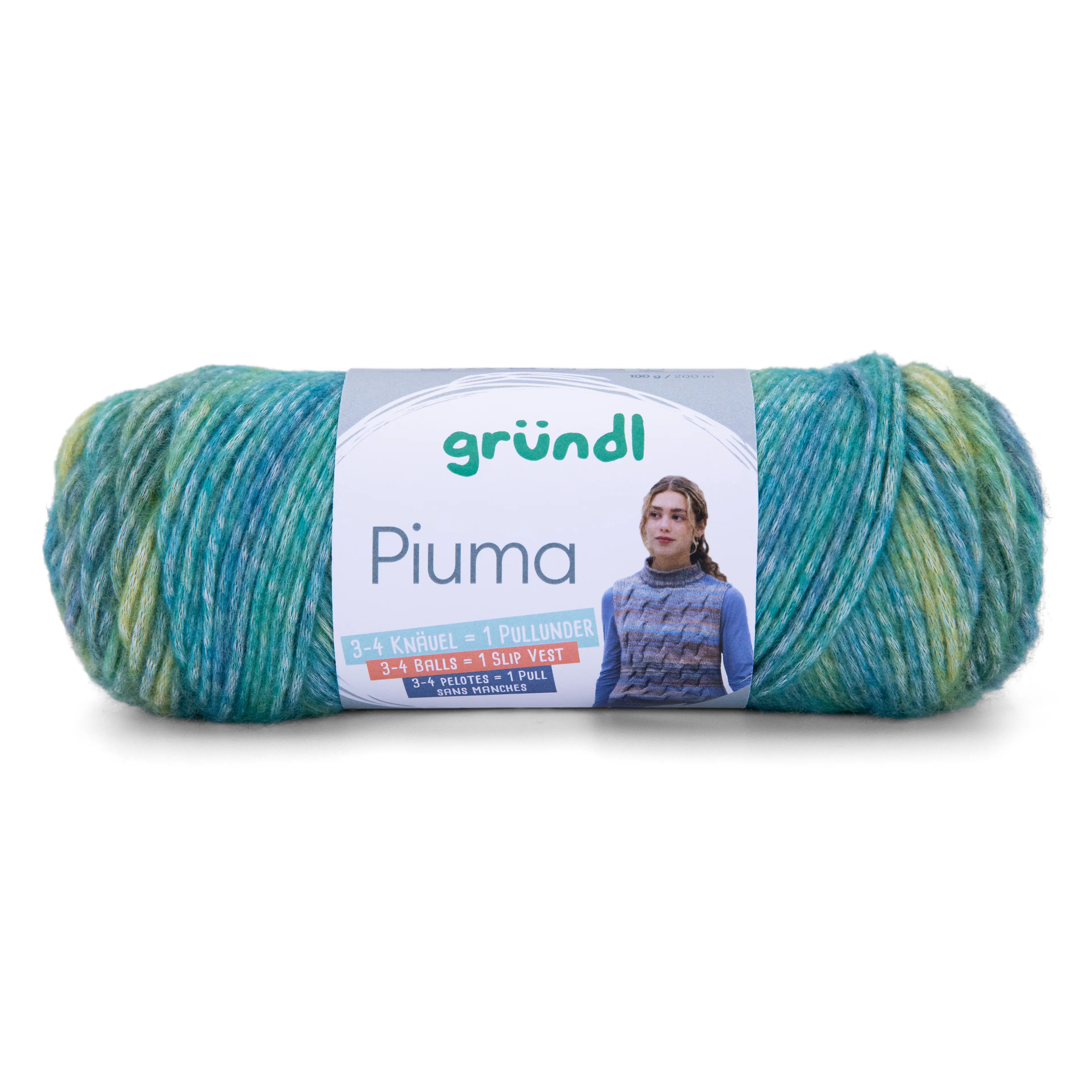 Gründl Wolle Piuma 100 g blau-grün-limette 
