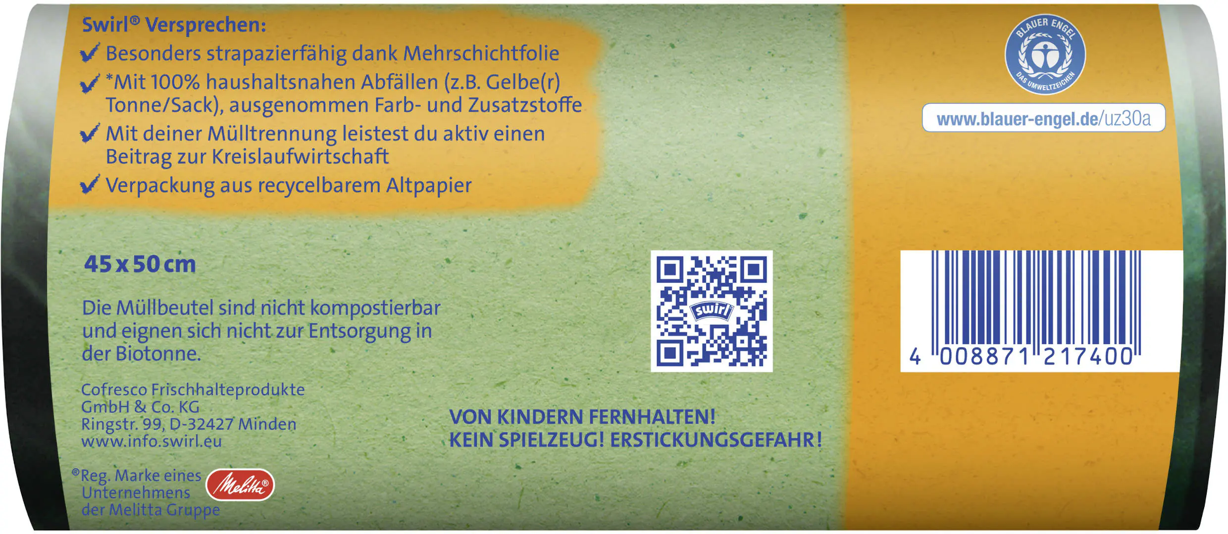 Swirl Öko Müllbeutel mit Tragegriff 20 L 18 Stück