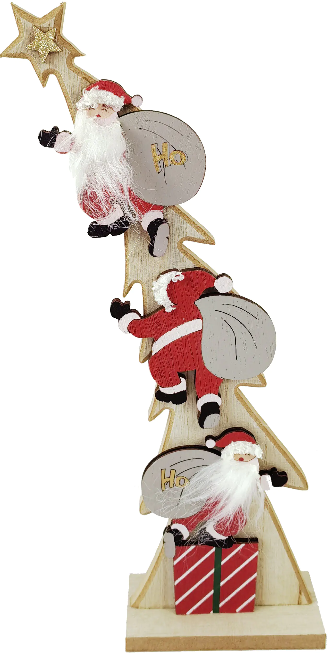 TrendLine Dekofigur Holz Tannenbaum Weihnachtsmänner 34 x 32 x 36 cm mehrfarbig