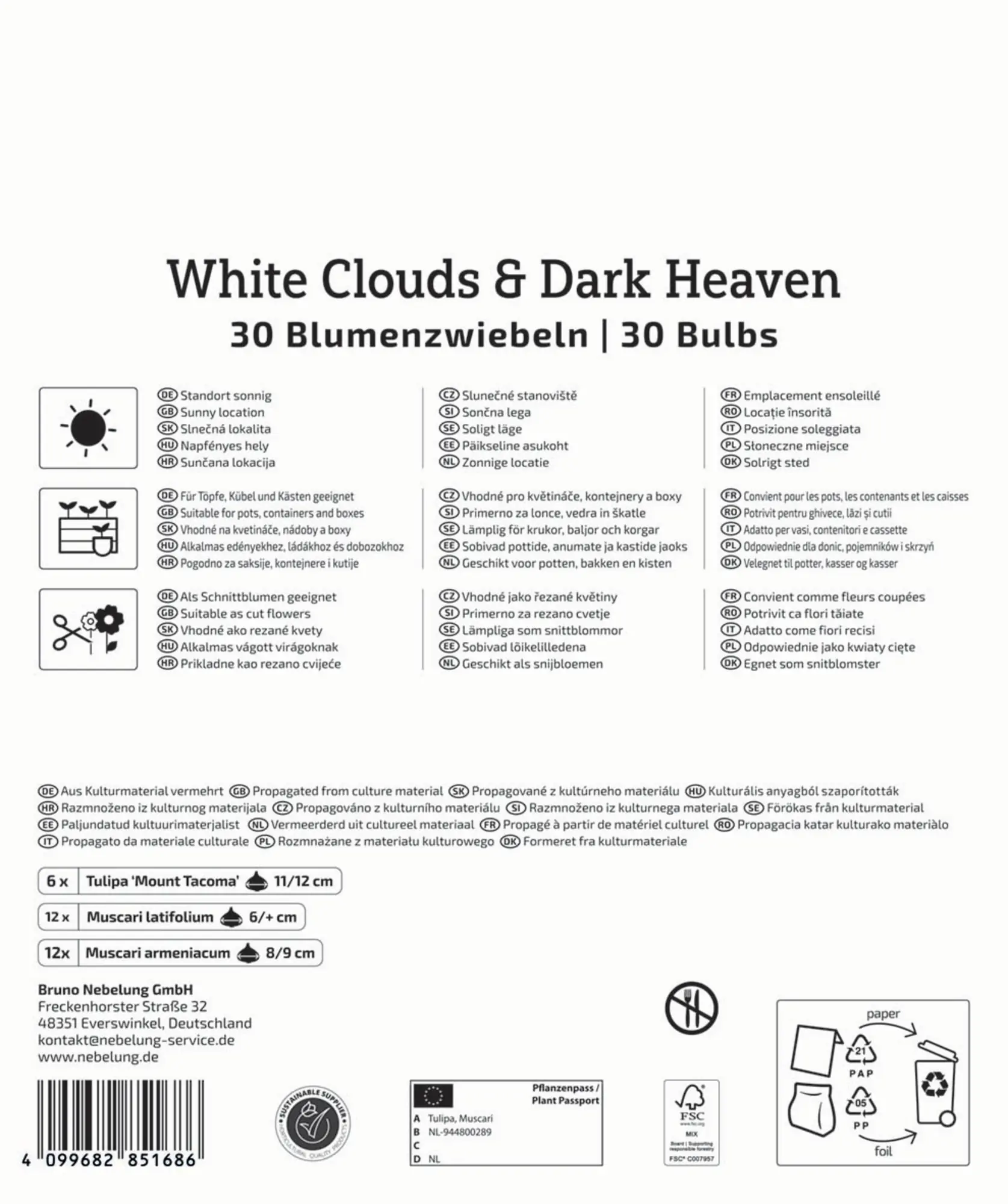 Kiepenkerl Herbstblumenzwiebel Artenmischung White Cloud & Dark Heaven Mix 30 Stück
