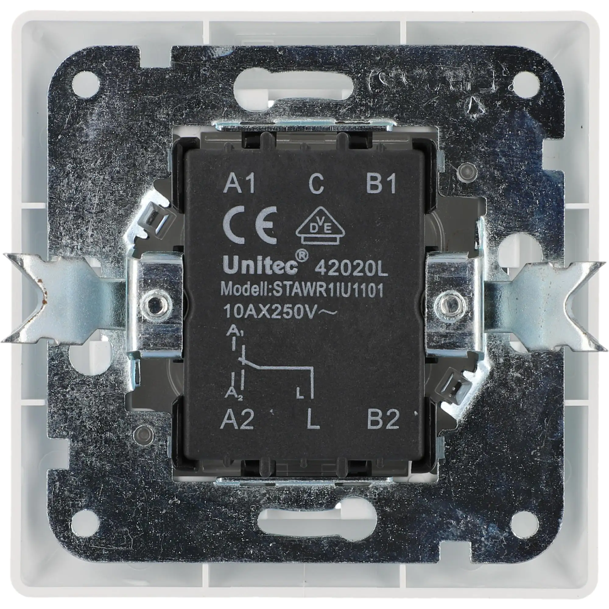 Unitec Aus-Wechselschalter mit Rahmen ultraweiß, Serie Genua