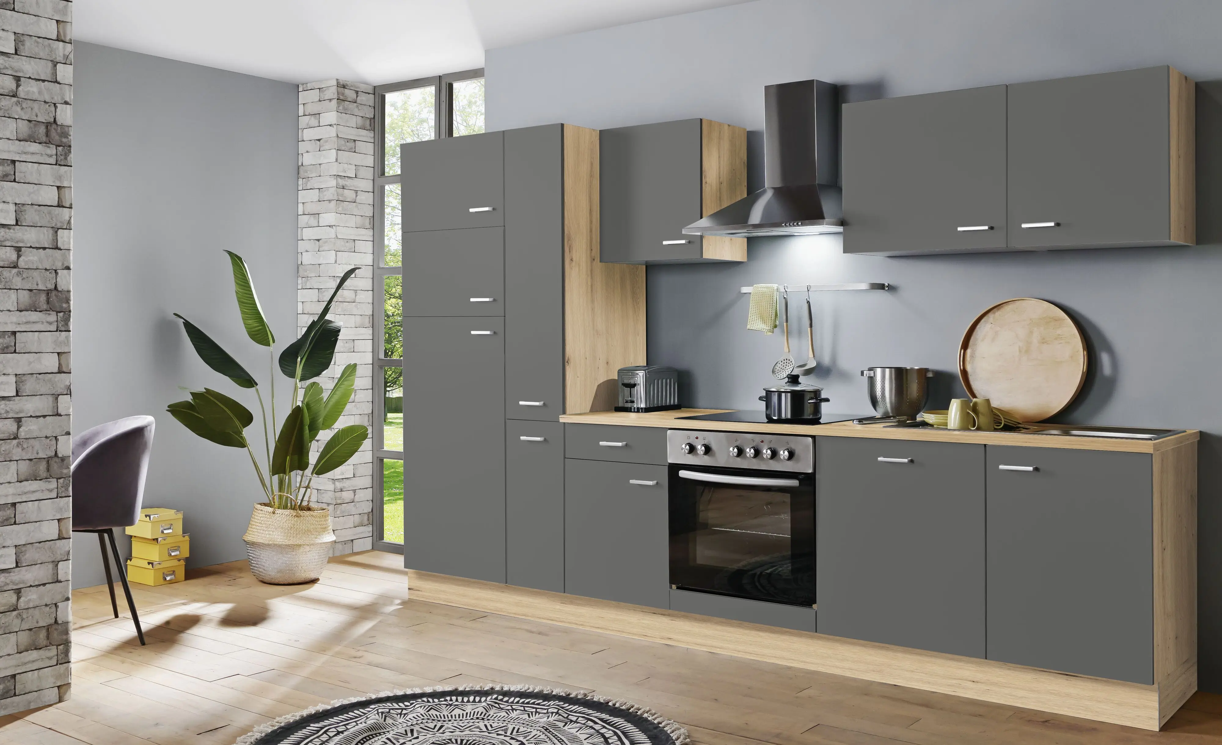 Menke Küchenzeile mit E-Geräte anthrazit 310 cm