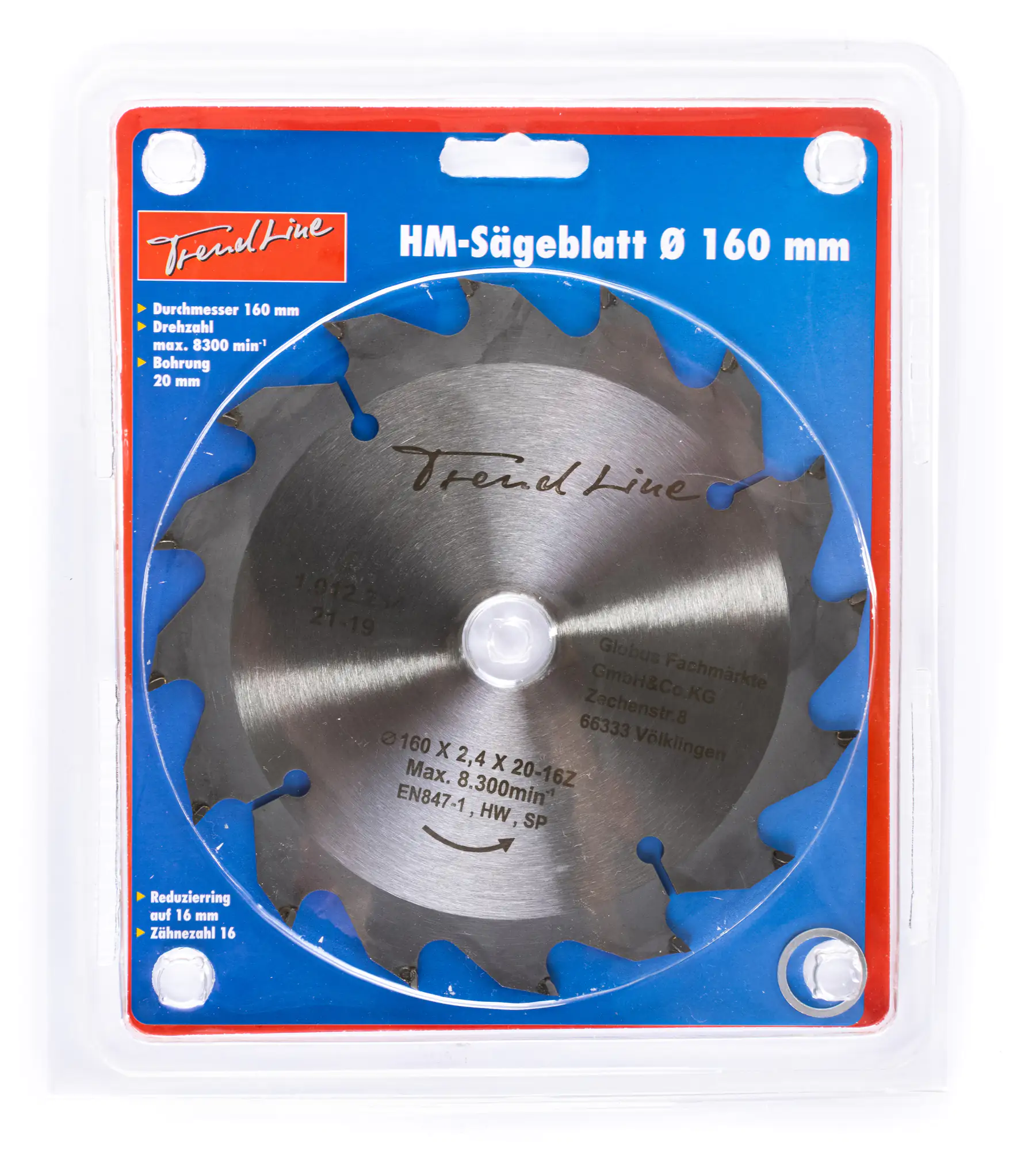 TrendLine HM-Kreissägeblatt Ø 160 mm Bohrung Ø 20 mm TrendLine HM-Kreissägeblatt Ø 160 mm Bohrung Ø 20 mm