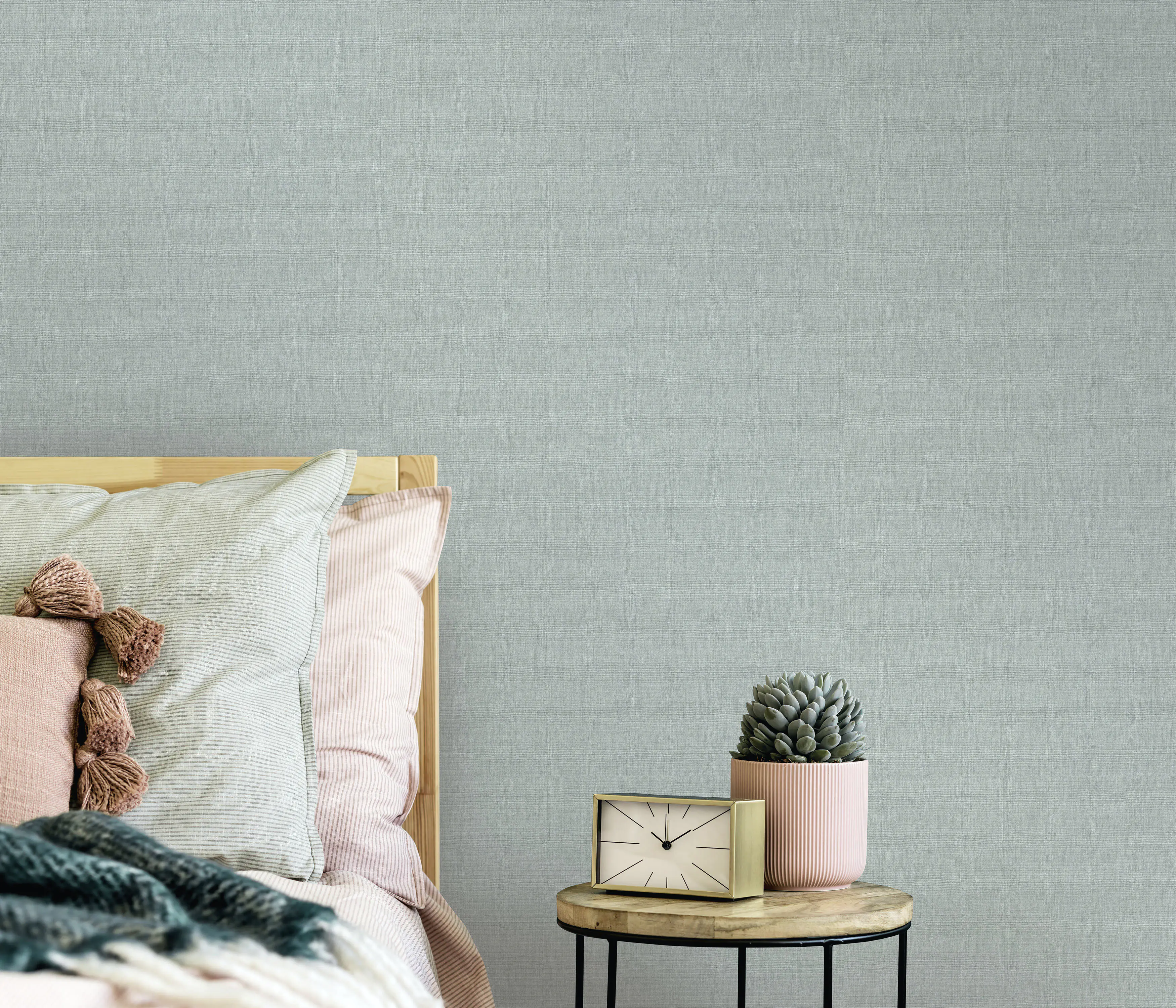 Rasch Rauhfaser-Vliestapete Martinique Uni Petrol hellgrün 10,05 x 0,53 m