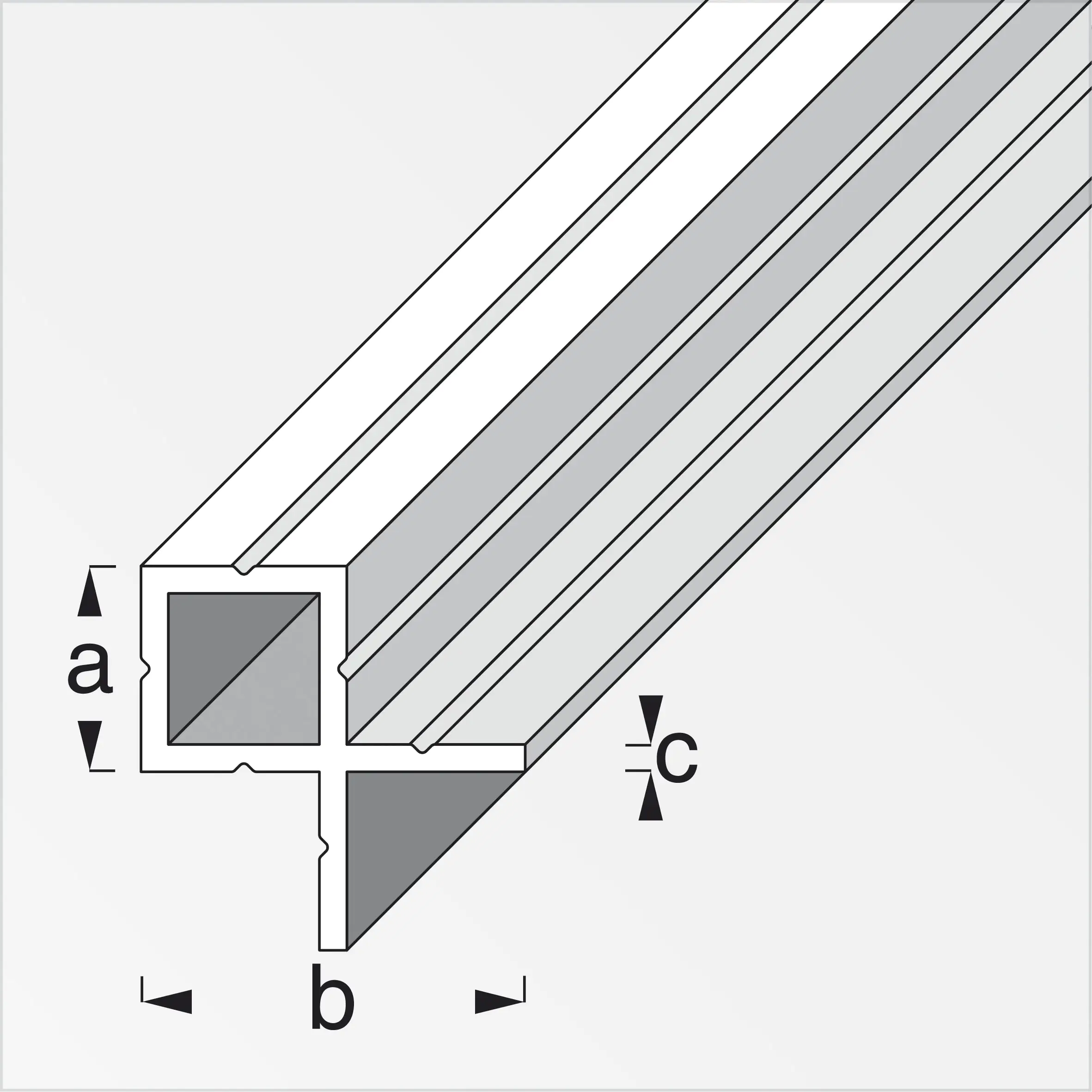alfer Quadratrohr, 2 Schenkel innen 2.5 m, 23.5 x 43.5 x 1.5 mm Alu blank