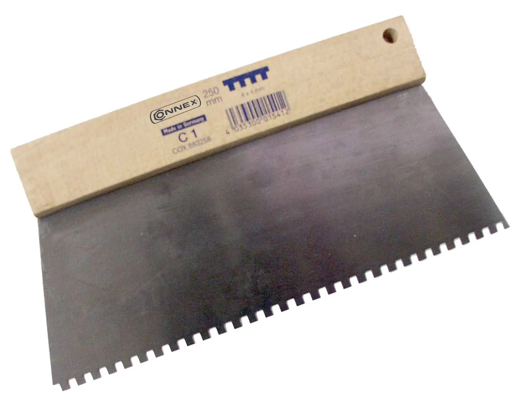 Zahnspachtel 250 mm, Zahnung viereckig 4 x 4 mm