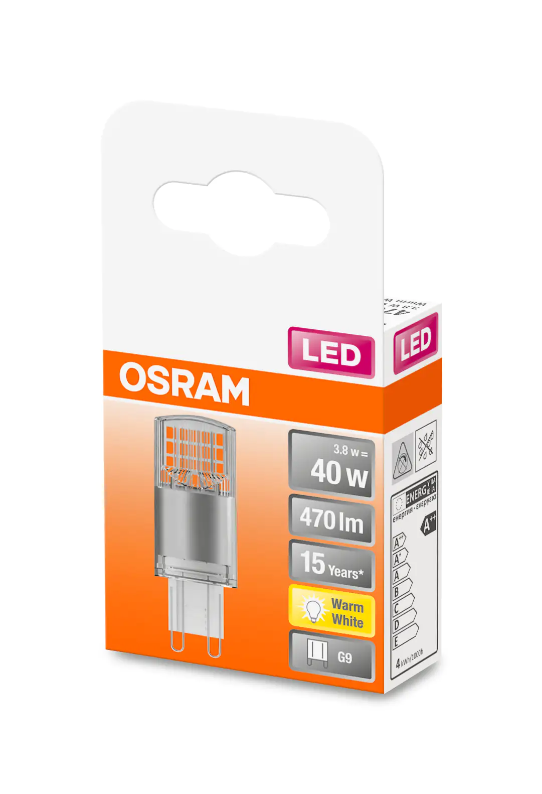 Osram LED Stiftsockellampe Pin G9 3,8W warmweiß, klar