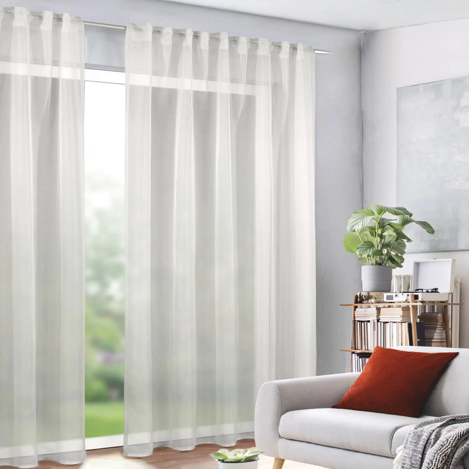 Neusser Collection Verdunklungsschal mit Gardinenband creme 13 x245 cm