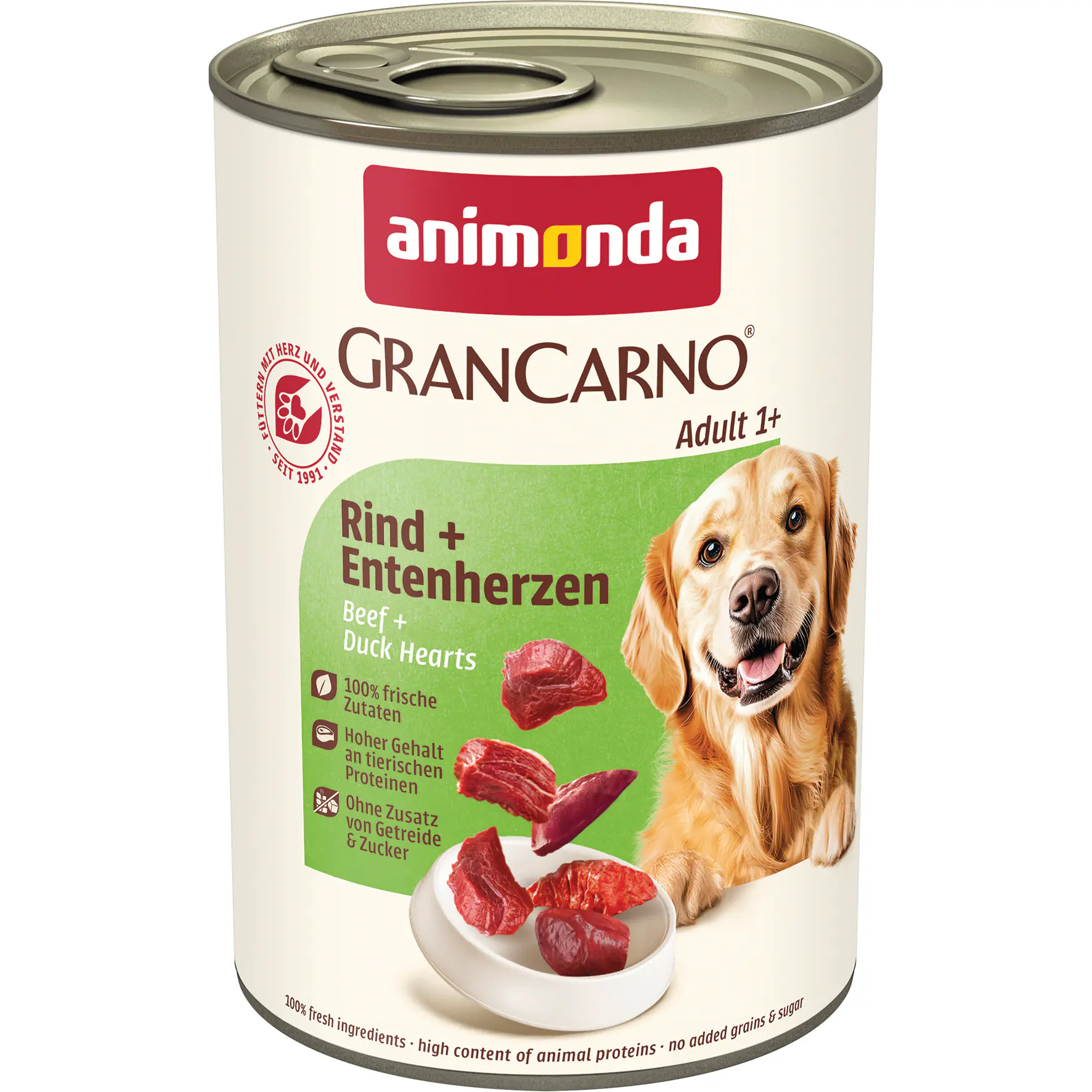 Animonda GranCarno Hundenassfutter Adult getreidefrei 400 g Rind & Entenherzen