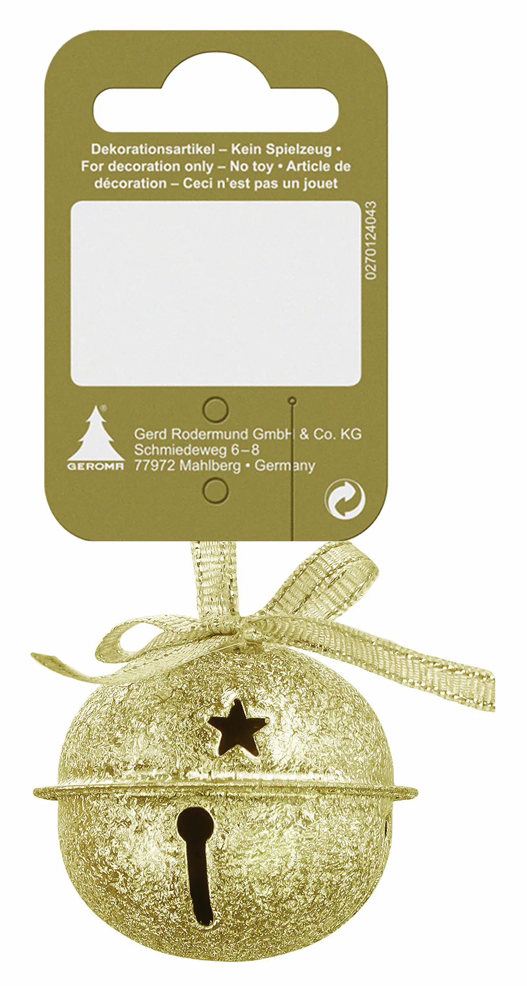 Weihnachtskugeln Glocke aus Metall Ø 4 cm gold 1 Stück