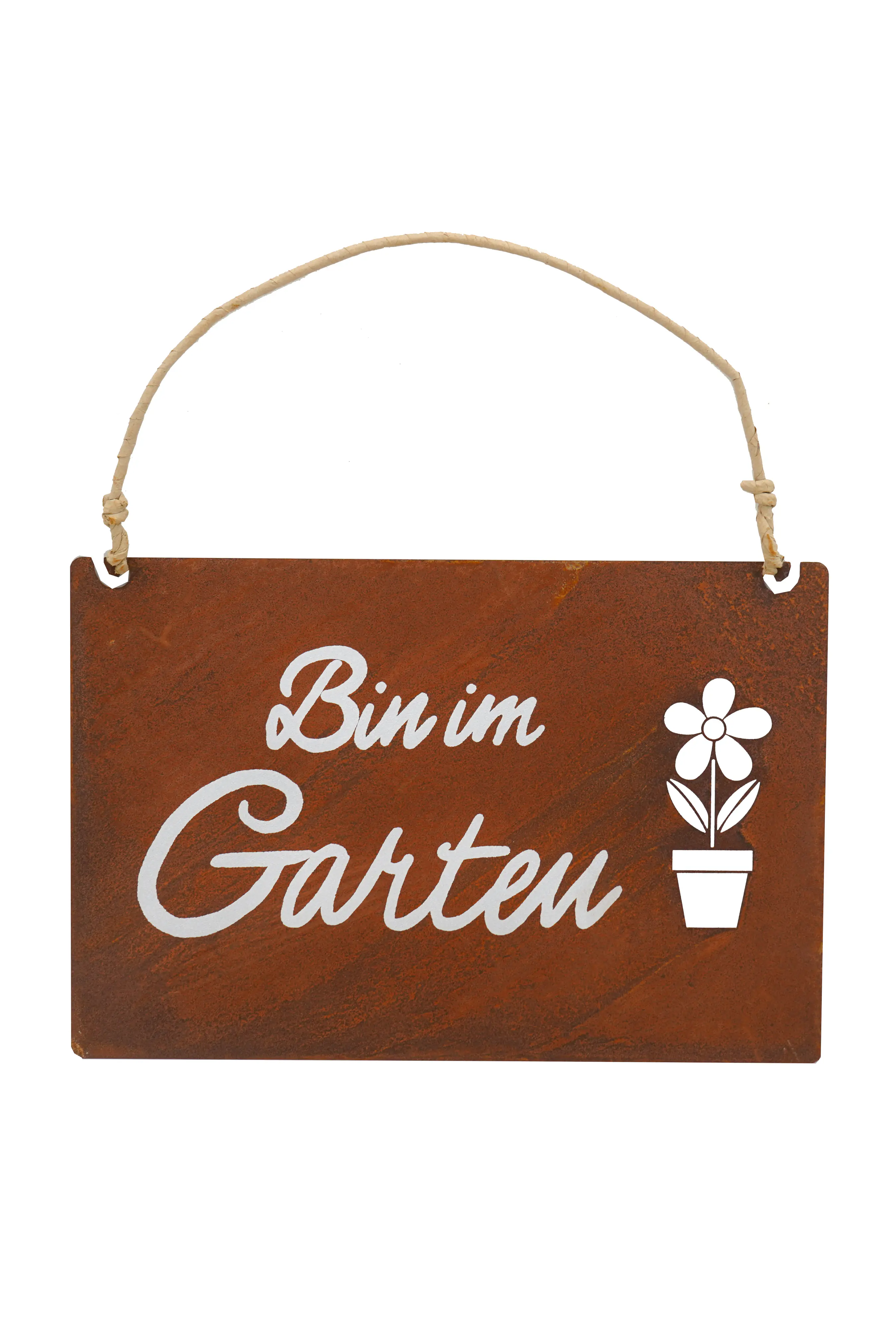 Badeko Dekotafel Bin im Garten 30 cm rostbraun