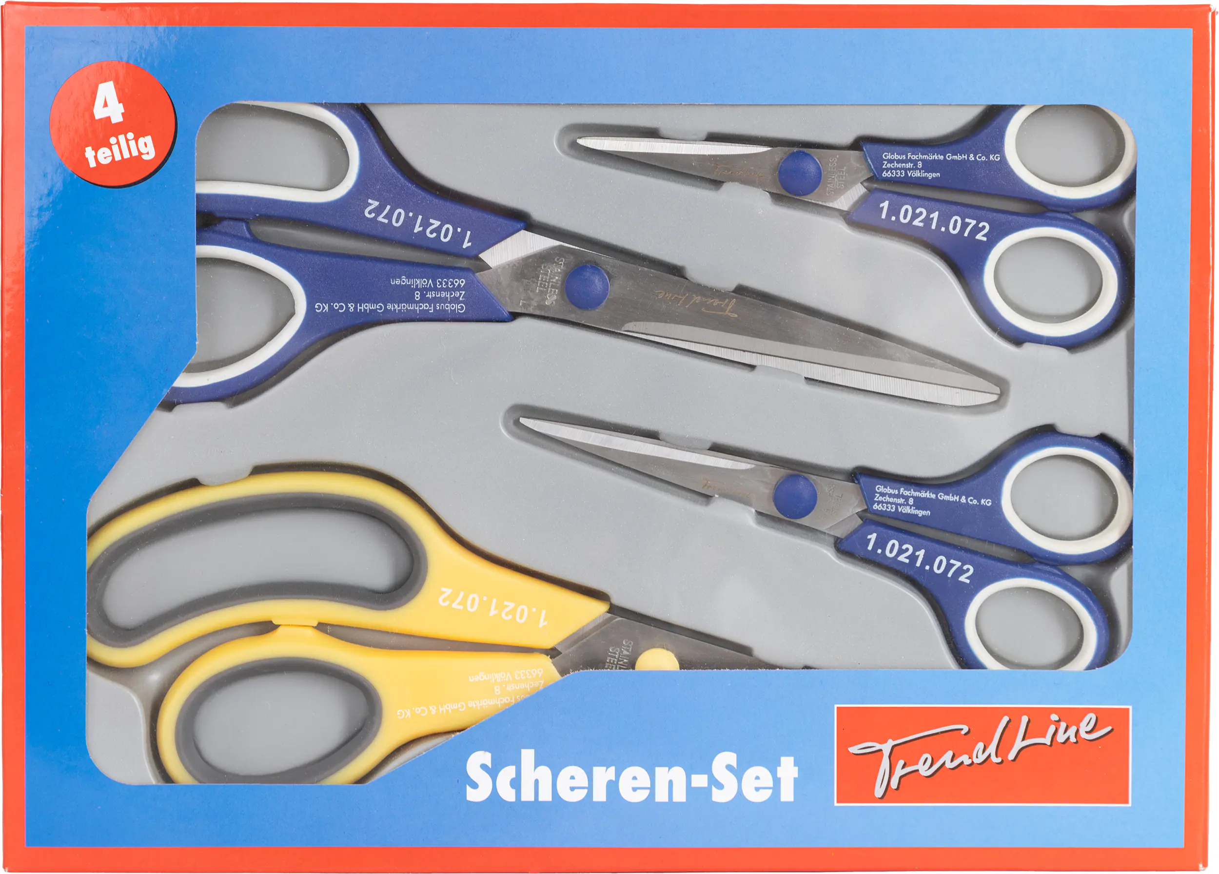 Trendline Scheren-Set 4 teilig mit Kunststoffgriff