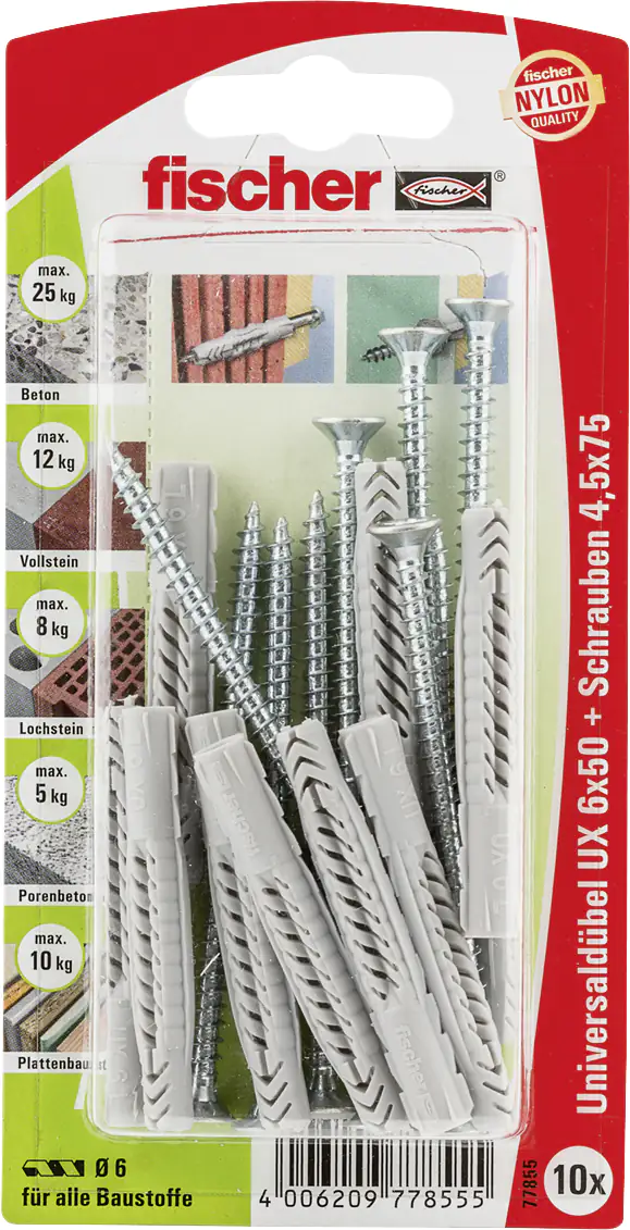 Fischer Universaldübel UX Fischer Universaldübel-Set UX 6.0 x 50 mm - 10 Stück