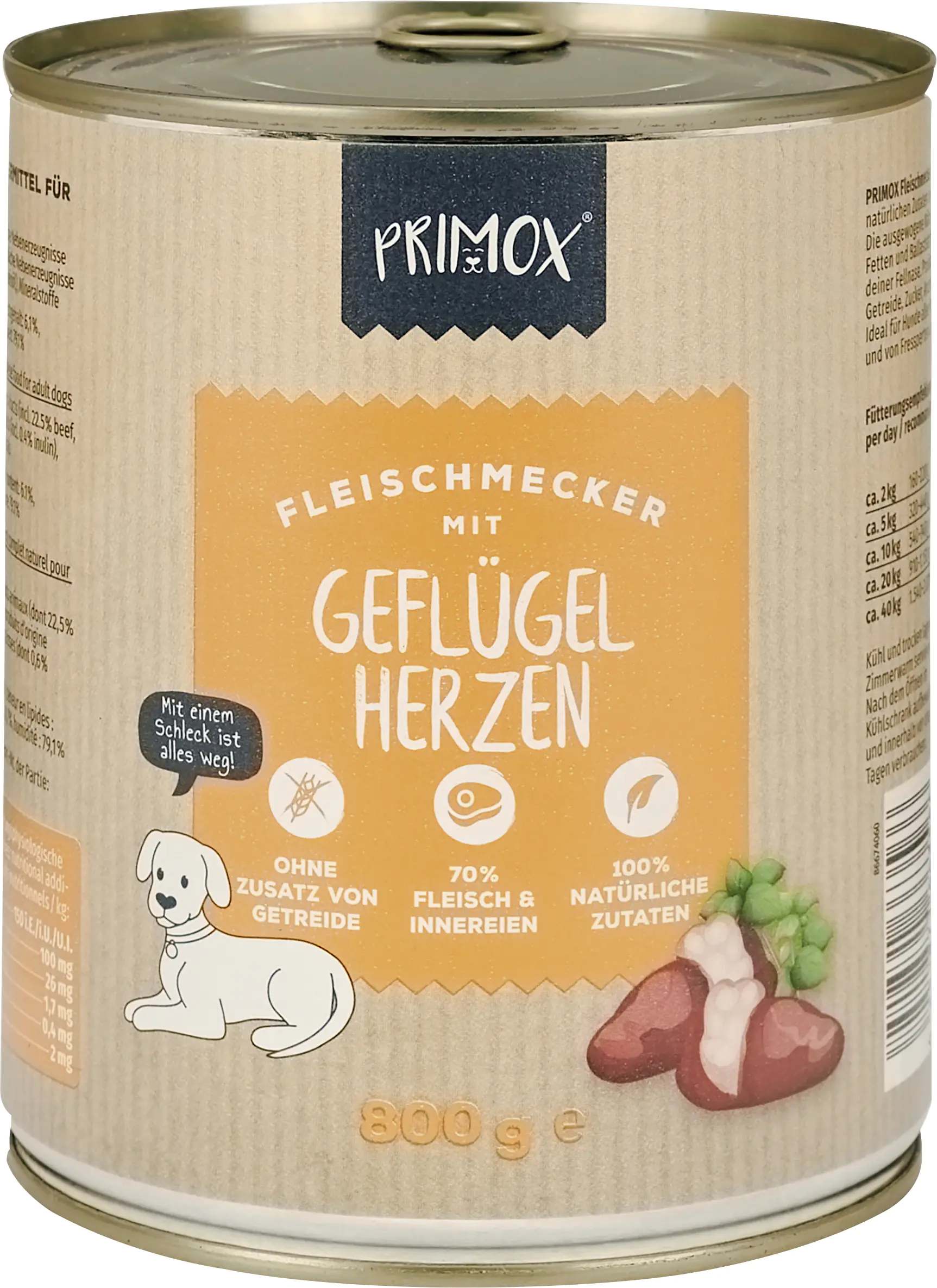 Primox Nassfutter für Hunde Geflügelherzen 800 g Primox Nassfutter für Hunde Geflügelherzen 800 g