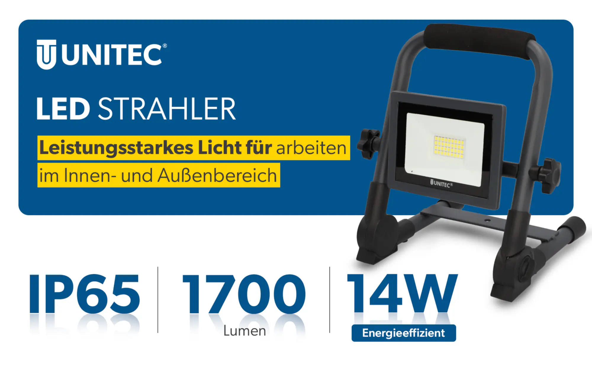 UniTec LED Baustrahler anthrazit tragbar 14 W 1700 lm