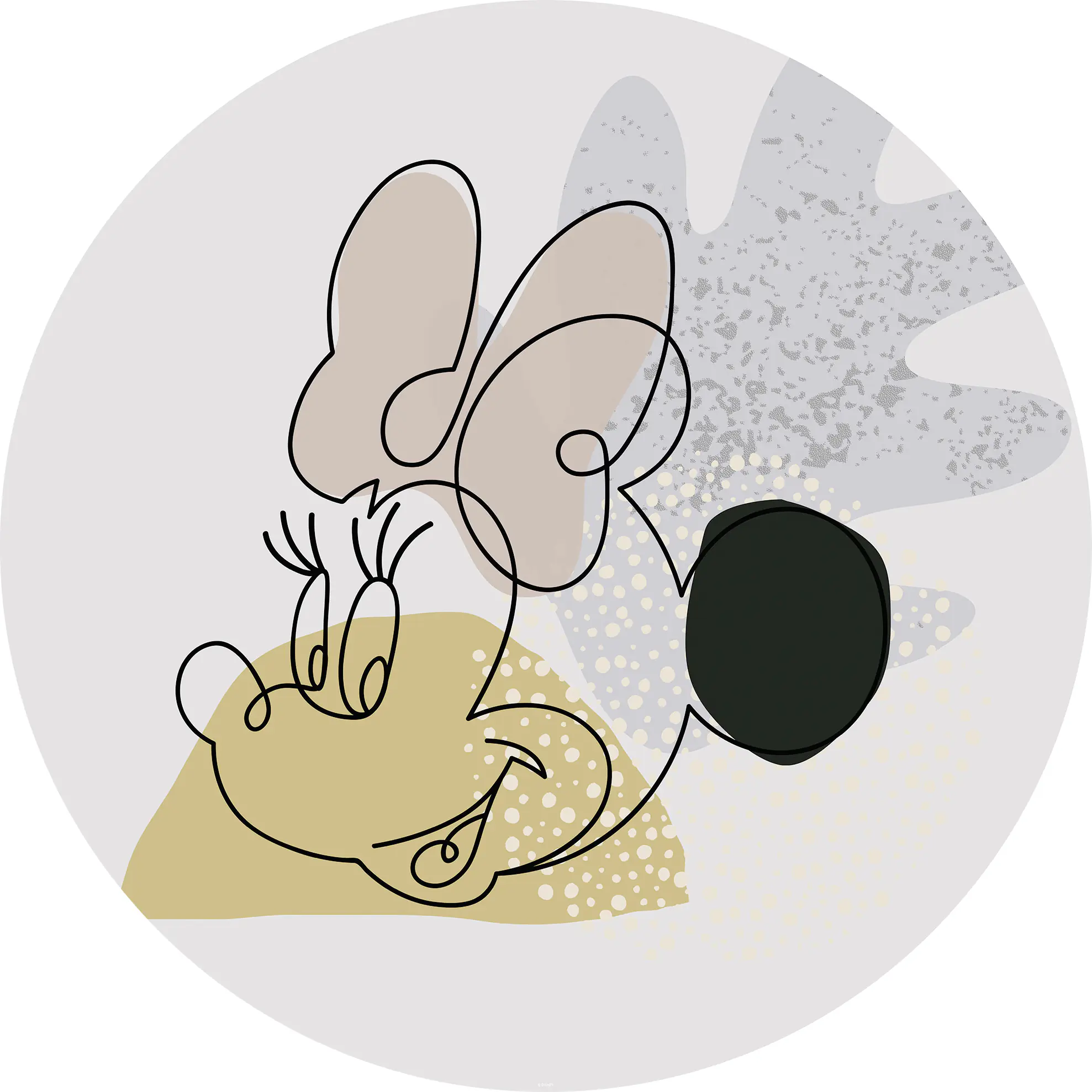 Komar Vlies Fototapete Dot Minnie Line Art Ø 128 cm, selbstklebend