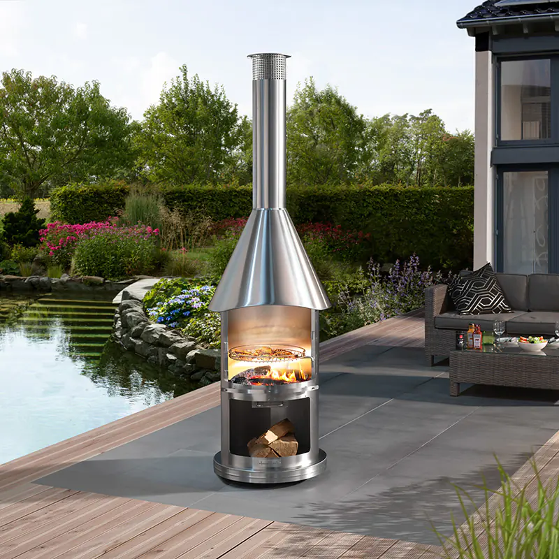 Buschbeck Edelstahlkamin Auckland Edelstahl gebürstet Buschbeck Edelstahlkamin Auckland Edelstahl gebürstet