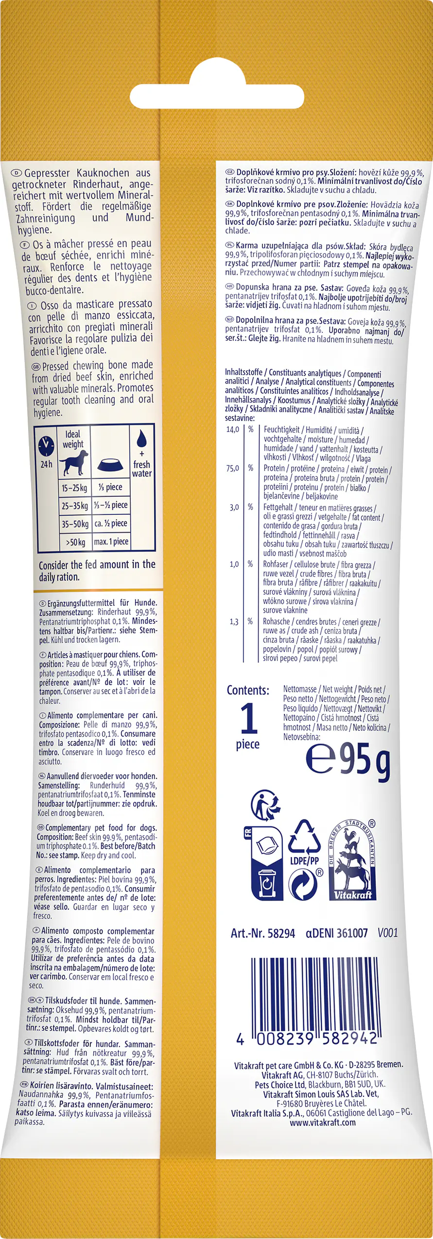 Vitakraft Hundeleckerli Kauknochen 95 g Rind