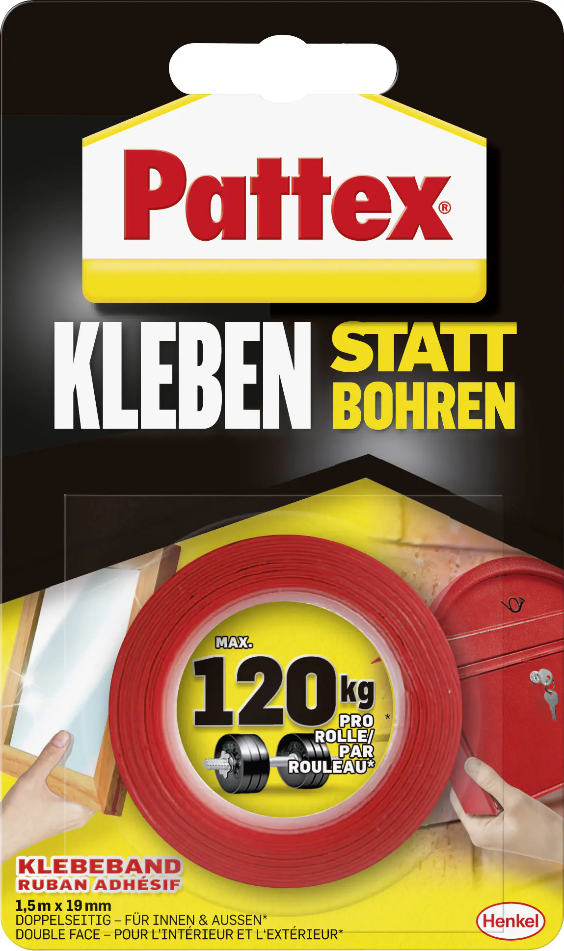 Pattex Kleben statt Bohren Klebeband superstark, 19 mm x 1,5 m Pattex Kleben statt Bohren Klebeband superstark, 19 mm x 1,5 m