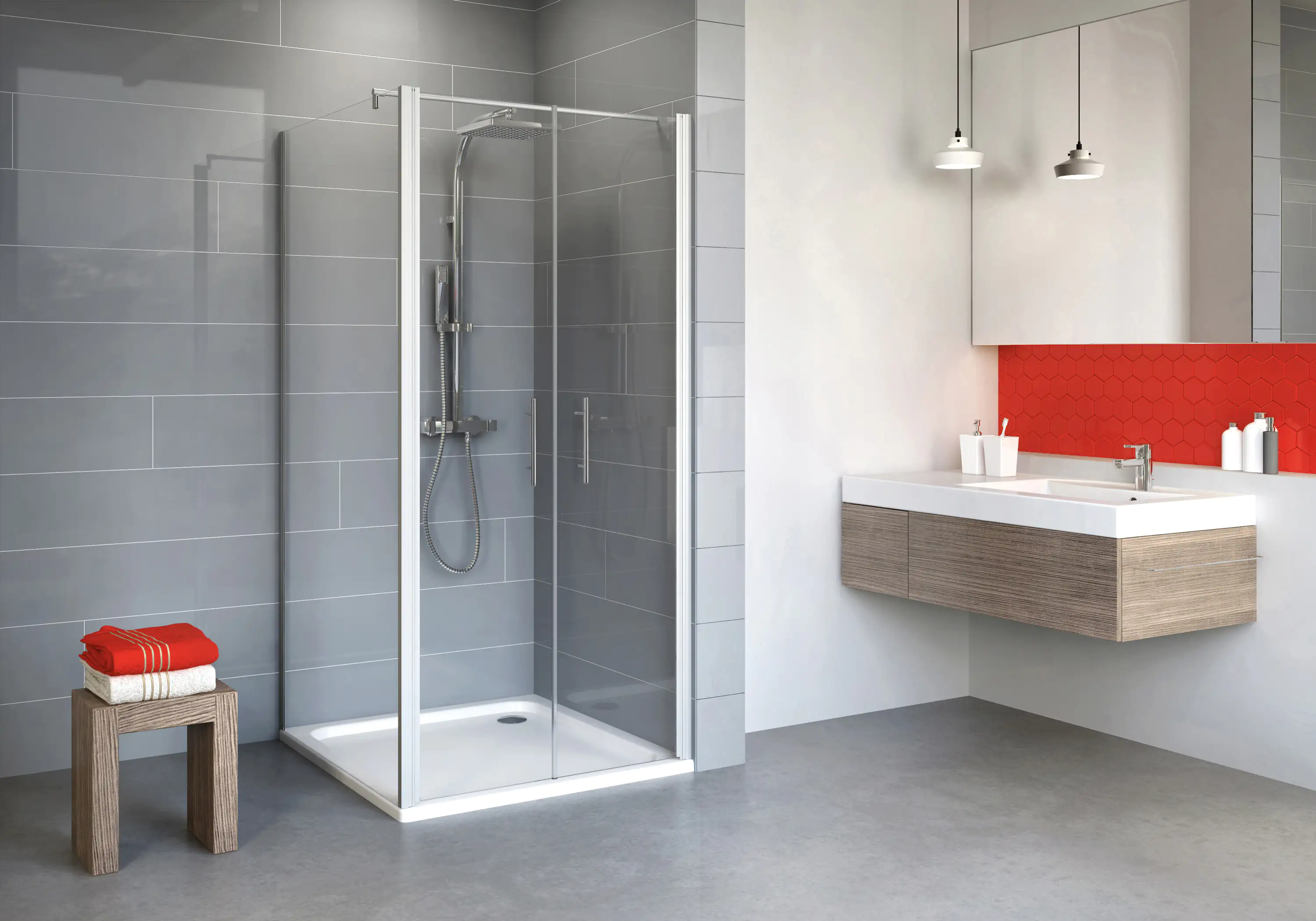 4060991037597 Schulte Pendeltür Seitenwand 80 x 80 x 192 cm Alexa Style 2.0