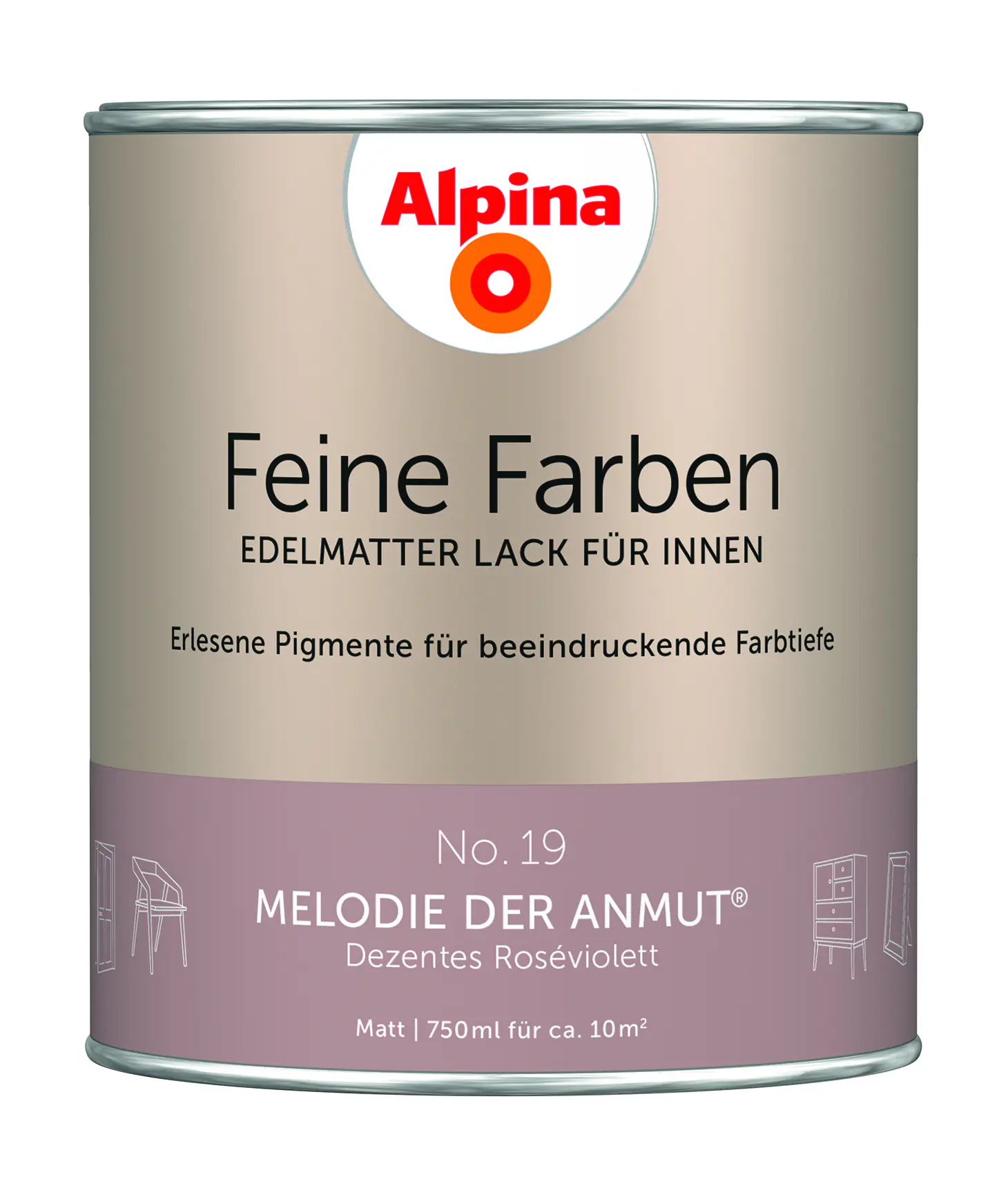 Alpina Feine Farben Lack No. 19 Melodie der Anmut - roséviolett 750 ml