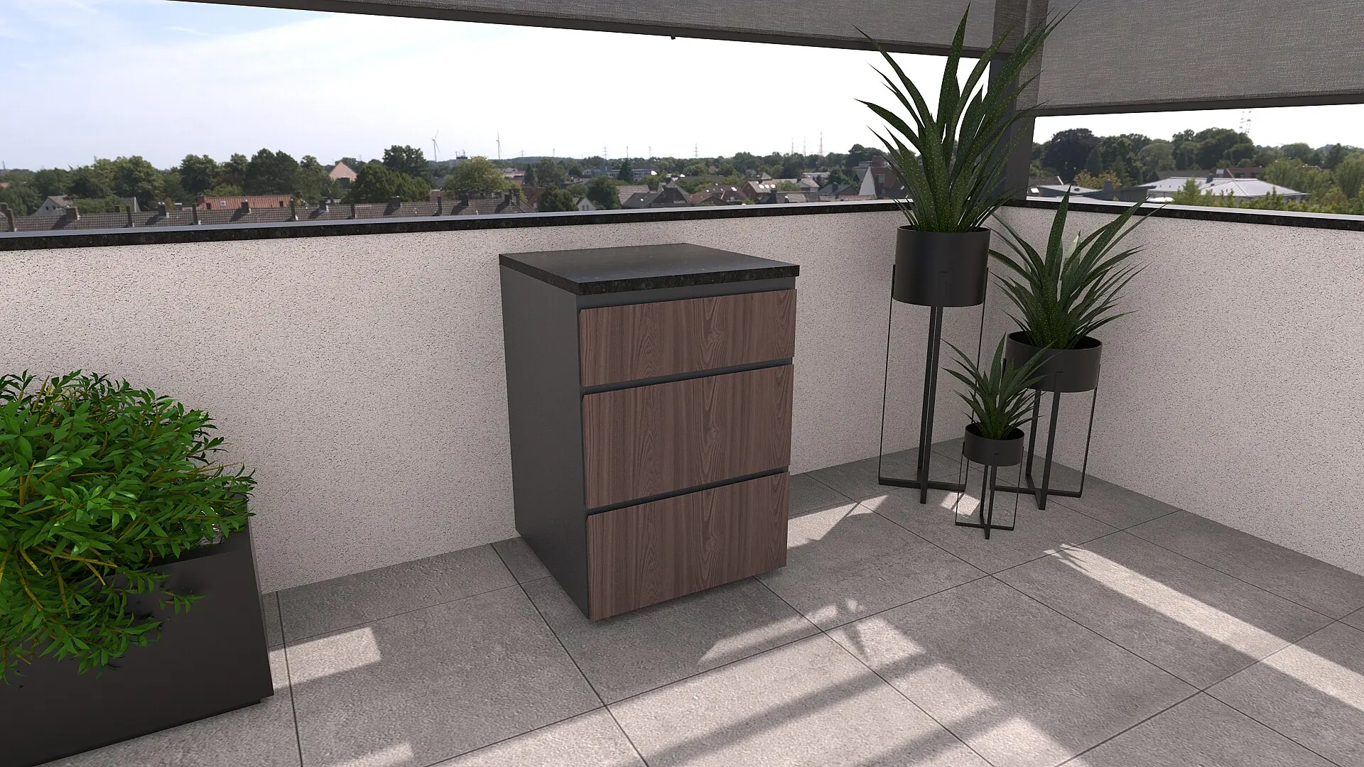 Bellano Living Element für Outdoorküchen inkl. 3 Schubladen walnuss granit Bellano Living Element für Outdoorküchen inkl. 3 Schubladen walnuss granit