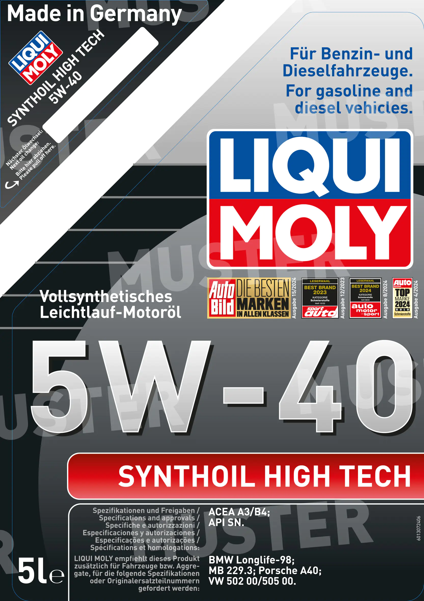 Liqui Moly Motoröl Synthoil High Tech 5W-40 5 L