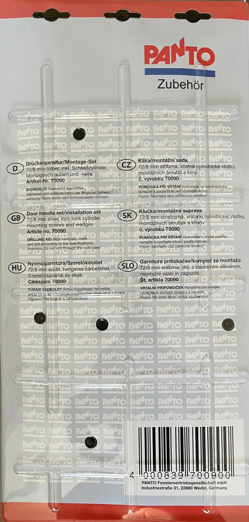 Panto Drückergarnitur Aluminium 72/8 mm inkl. Zylinder und Montageset Panto Drückergarnitur Aluminium 72/8 mm inkl. Zylinder und Montageset