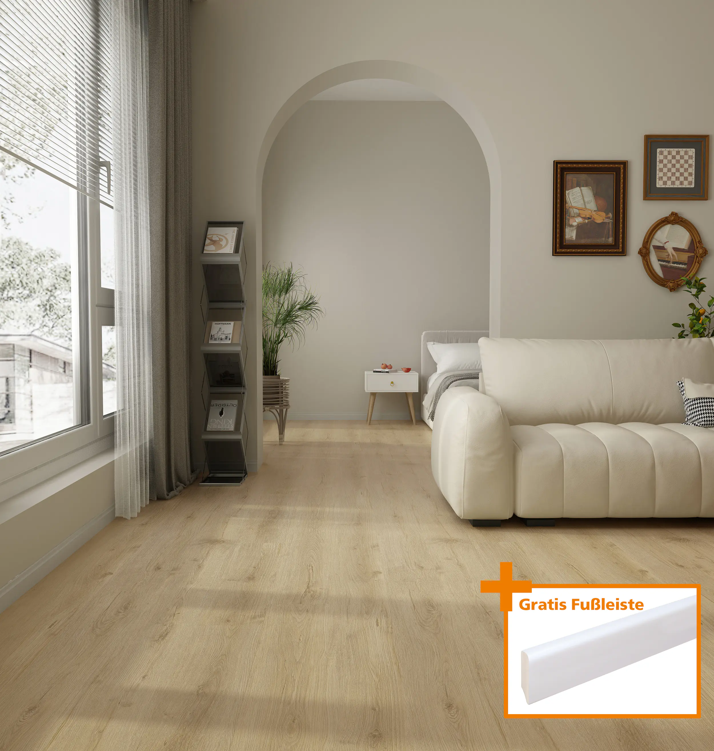 TrendLine Vinylboden Eiche Landhausdiele mit Trittschalldämmung + gratis Fussleiste