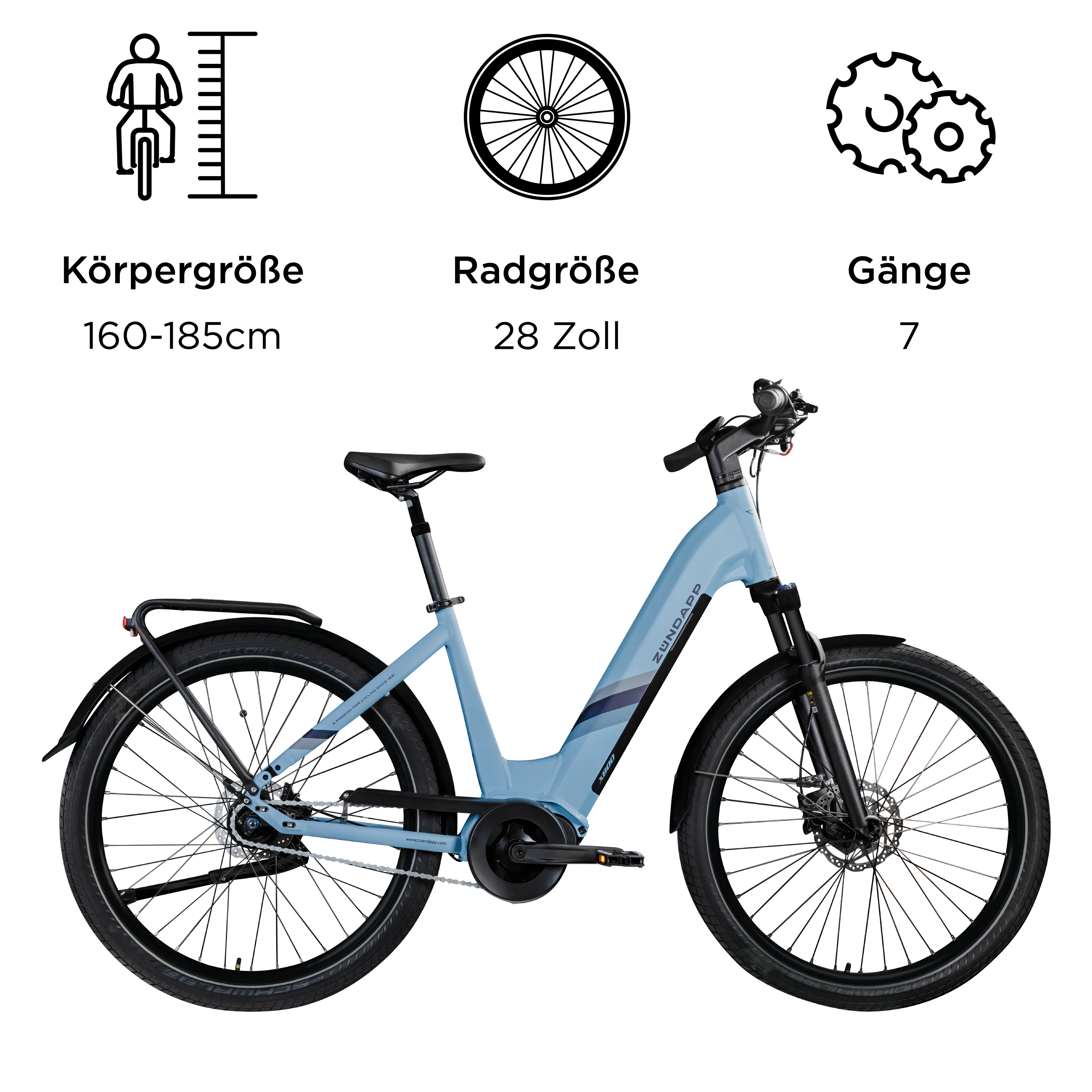 Zündapp E-Bike City X800 27,5 Zoll 7-Gang 550 Wh pastellblau 