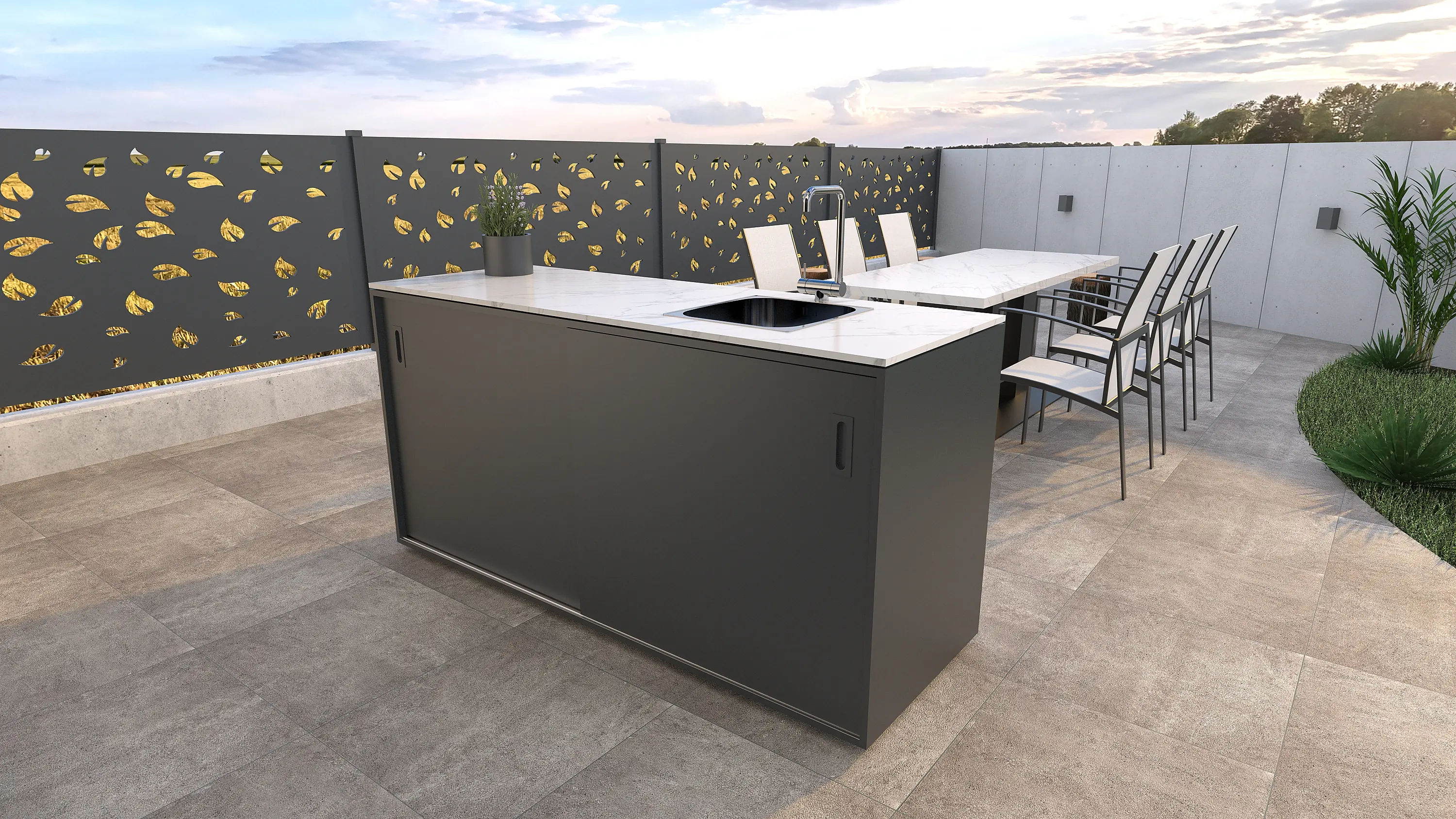 Bellano Living Element für Outdoorküchen inkl. Spüle rechts und 2 Türen anthrazit Bellano Living Element für Outdoorküchen inkl. Spüle rechts und 2 Türen anthrazit