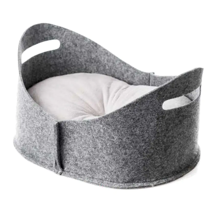 Ollesch Filzbett Katze oval grau-weiß 44x33x25 cm