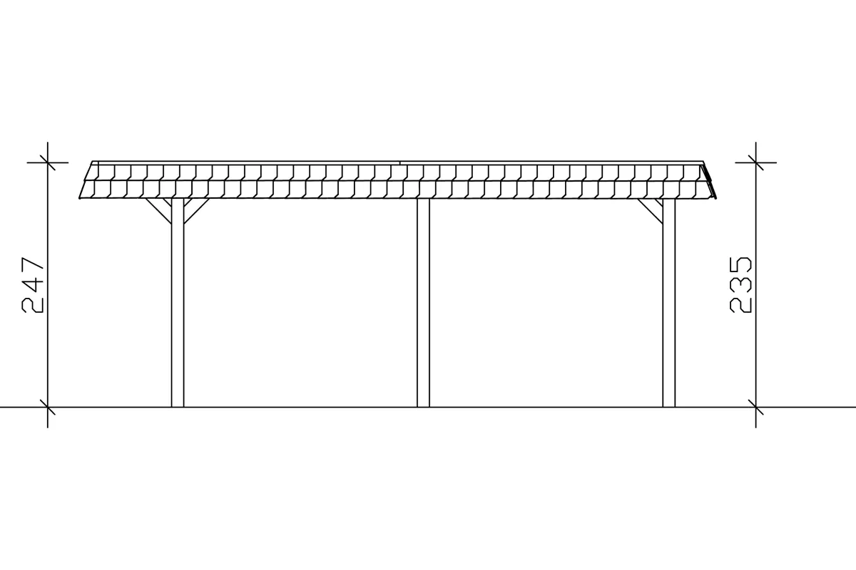 SKAN HOLZ Carport Wendland 409 x 628 cm mit Aluminiumdach, rote Blende