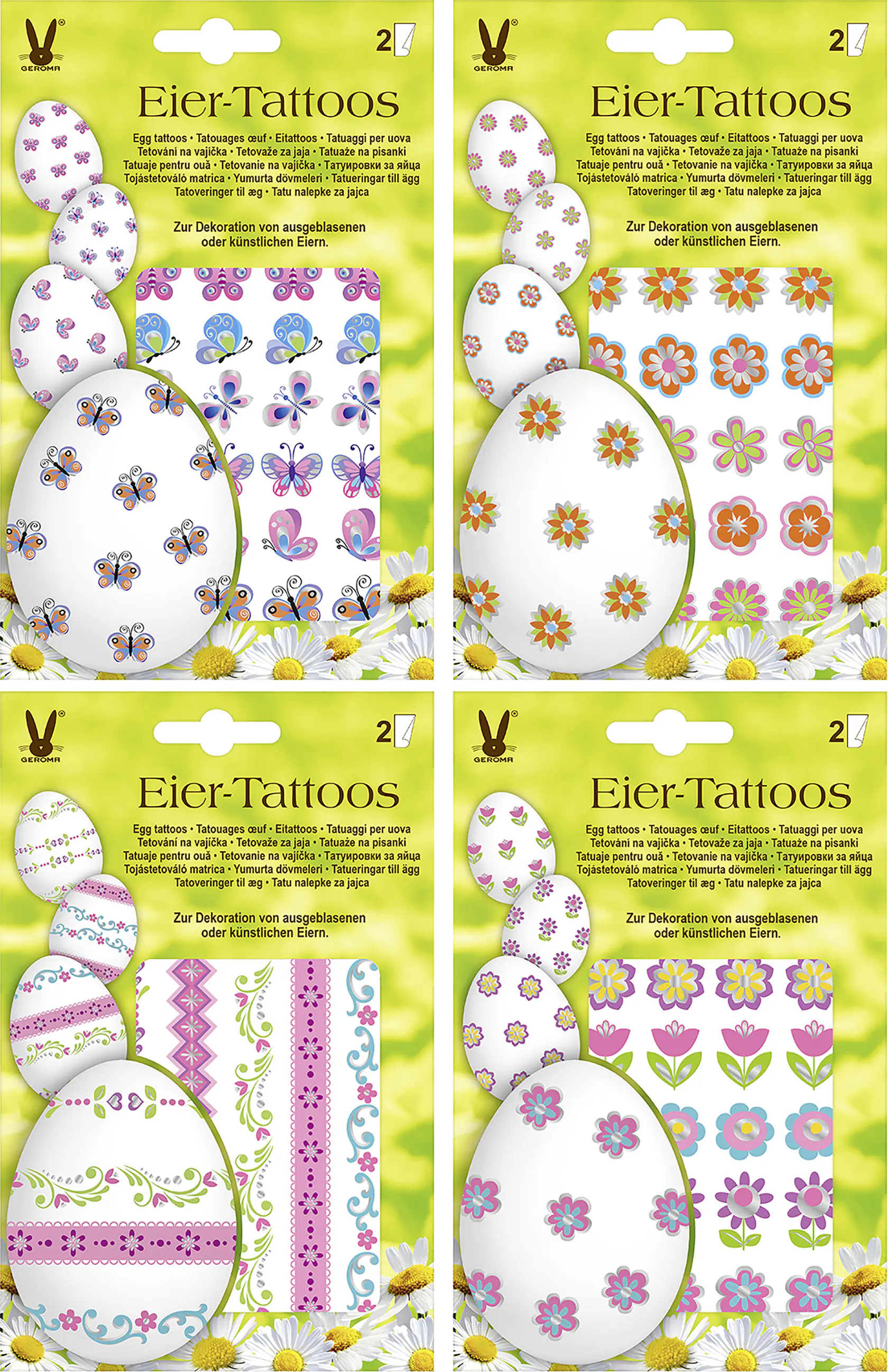 Osterei-Deko Tattoos 10 - 48 Stück 