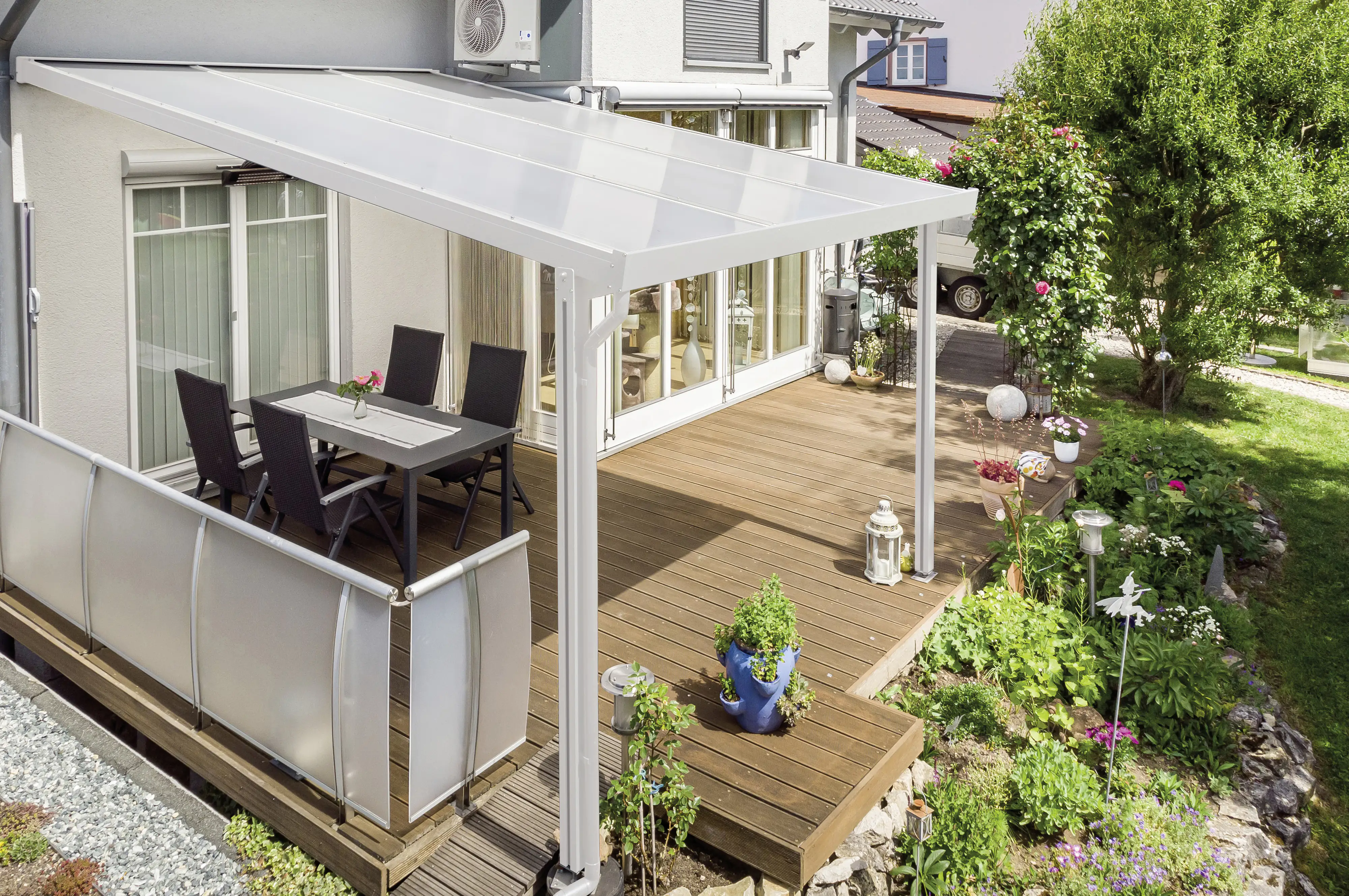 Gutta Premium Terrassendach 309,4 x 306 cm weiß PC weiß opal 16 mm