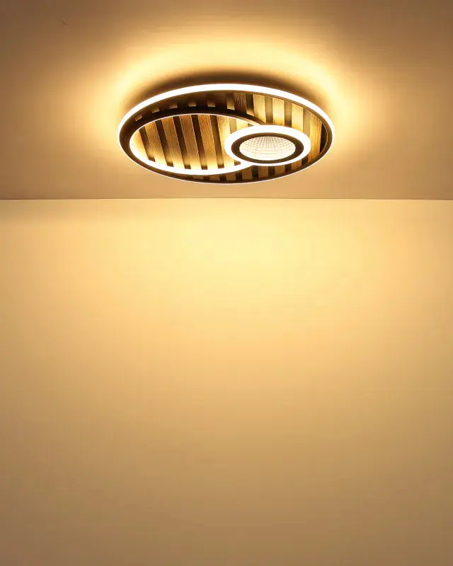 Globo Deckenleuchte Woody Ø 50 x 8 cm schwarz warmweiß