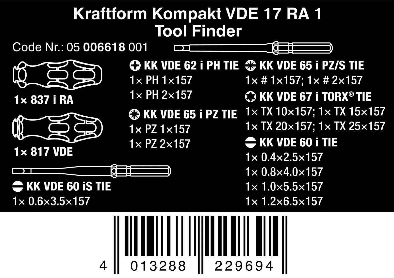 Wera Schraubendreher-Satz Kraftform Kompakt VDE 17 RA 1 17-teilig