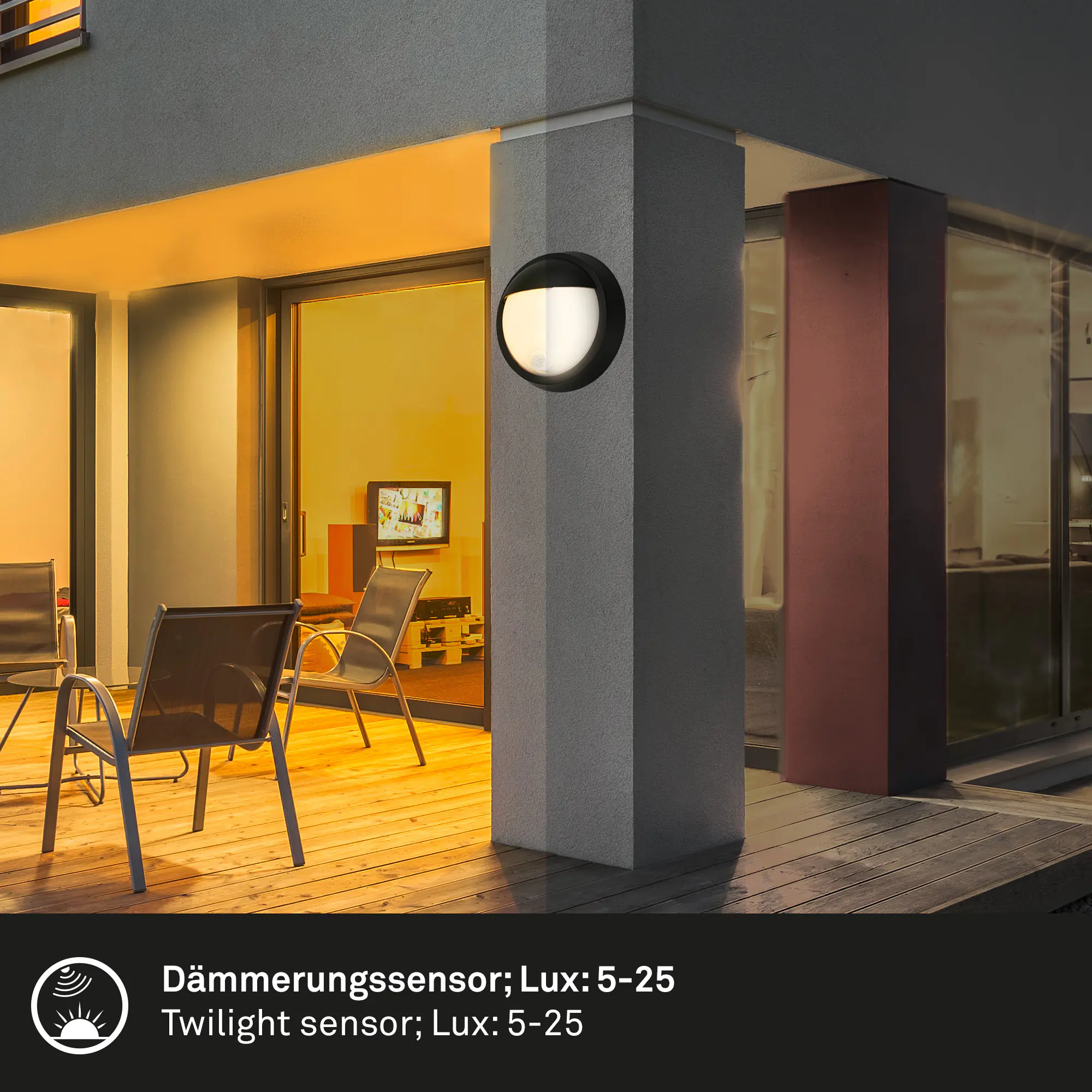 Briloner LED Außenwandleuchte Puni Akku 4W schwarz Sensor warmweiß Briloner LED Außenwandleuchte Puni Akku 4W schwarz Sensor warmweiß