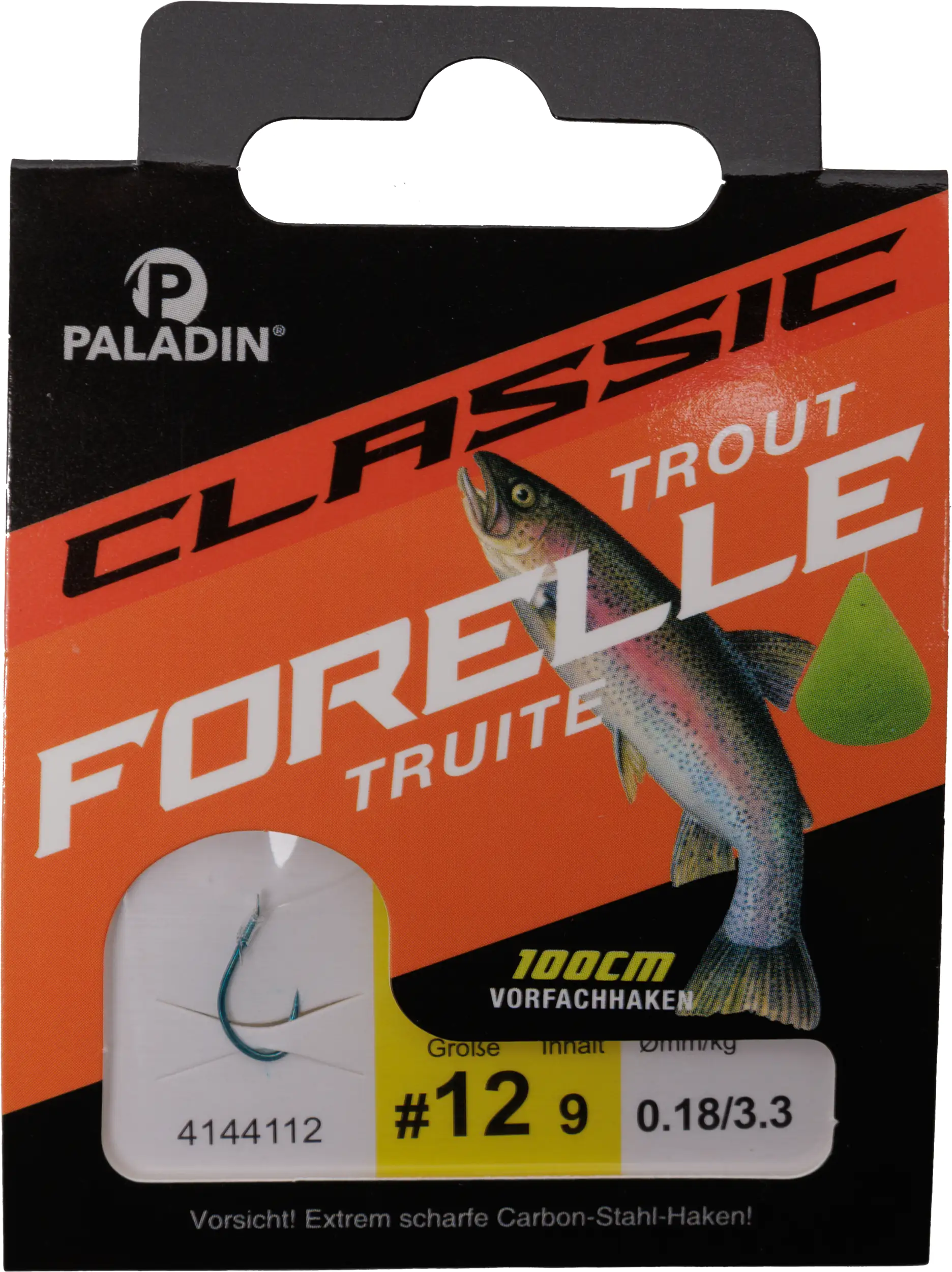 Paladin Forellenhaken gebunden Größe 12 100 cm 9 Stück blau 