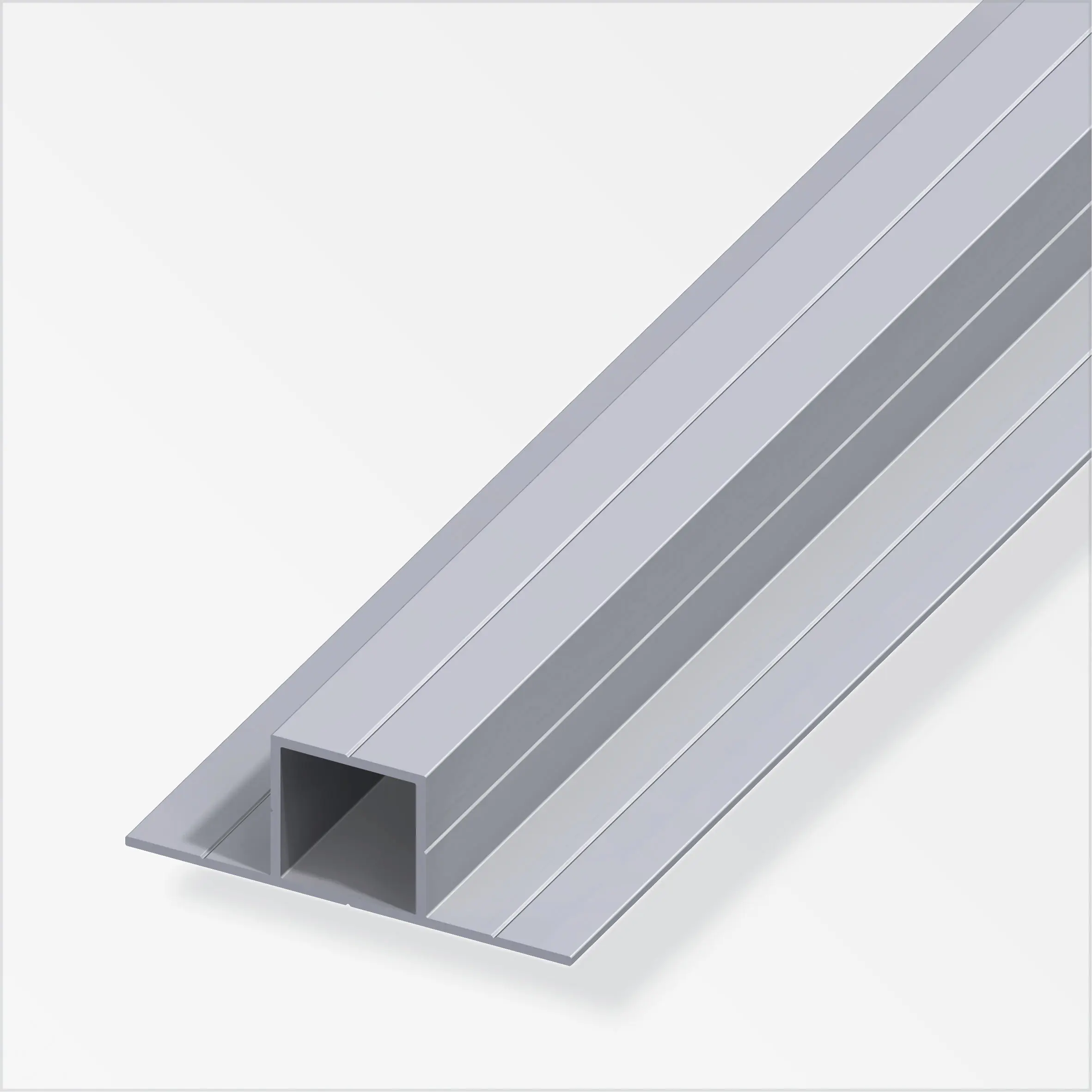 alfer Quadratrohr, 2 Schenkel 180º 2.5 m, 23.5 x 67.5 x 1.5 mm Alu blank