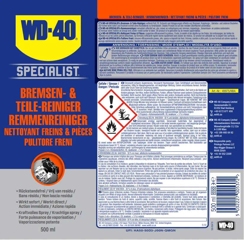 WD-40 Specialist Bremsenreiniger 500ml WD-40 Specialist Bremsenreiniger 500ml