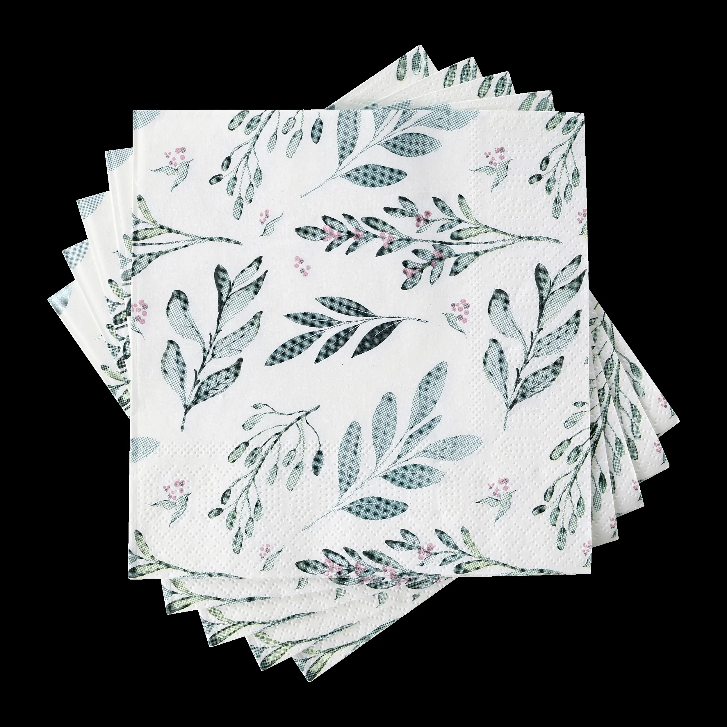 Eglo Servietten Motiv Blätter Mahuli blau weiß 17 x 17 cm - 20er Pack