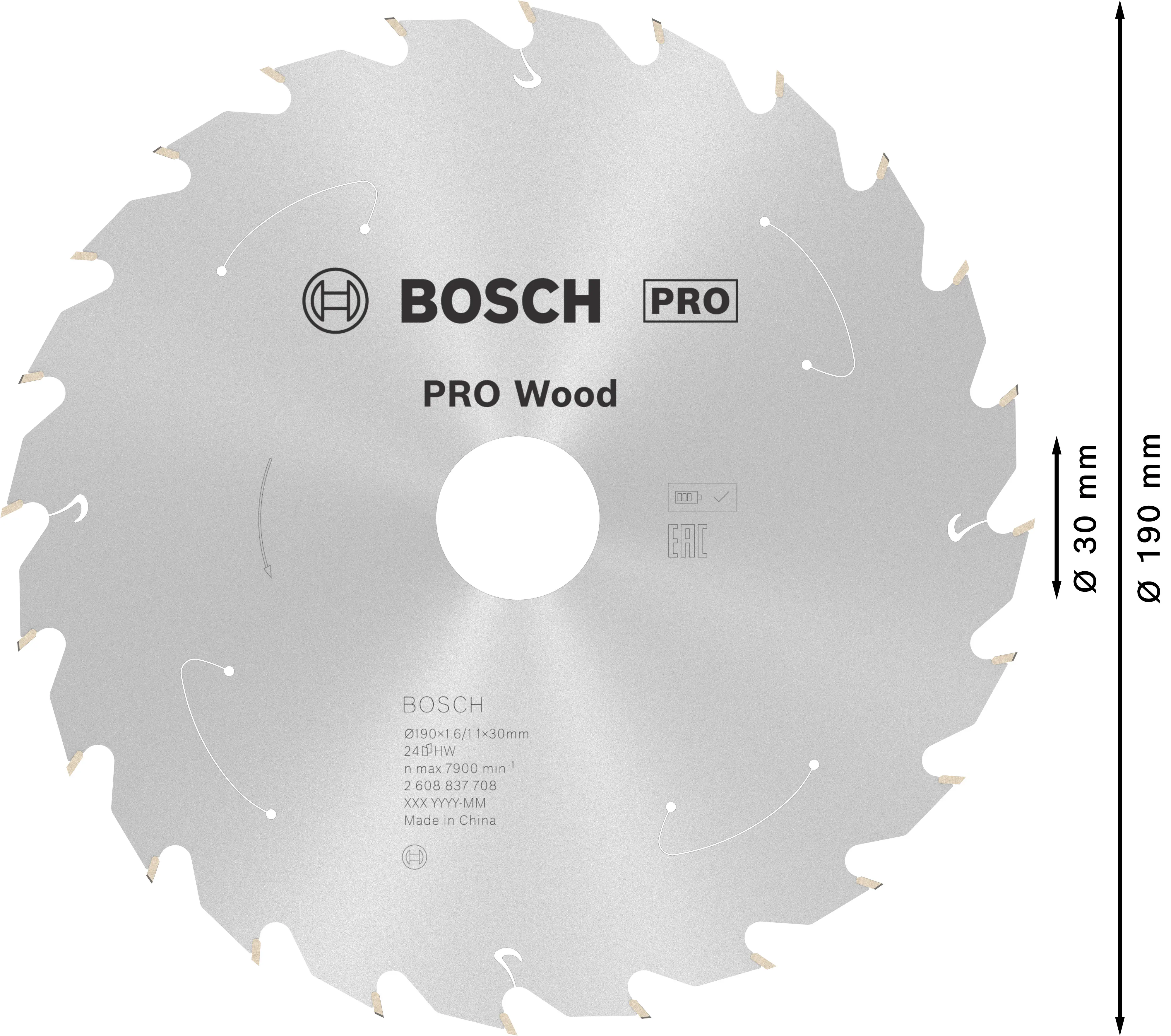 Bosch PRO Wood cordless Kreissägeblatt 190 x 1,6 x 30 mm T24