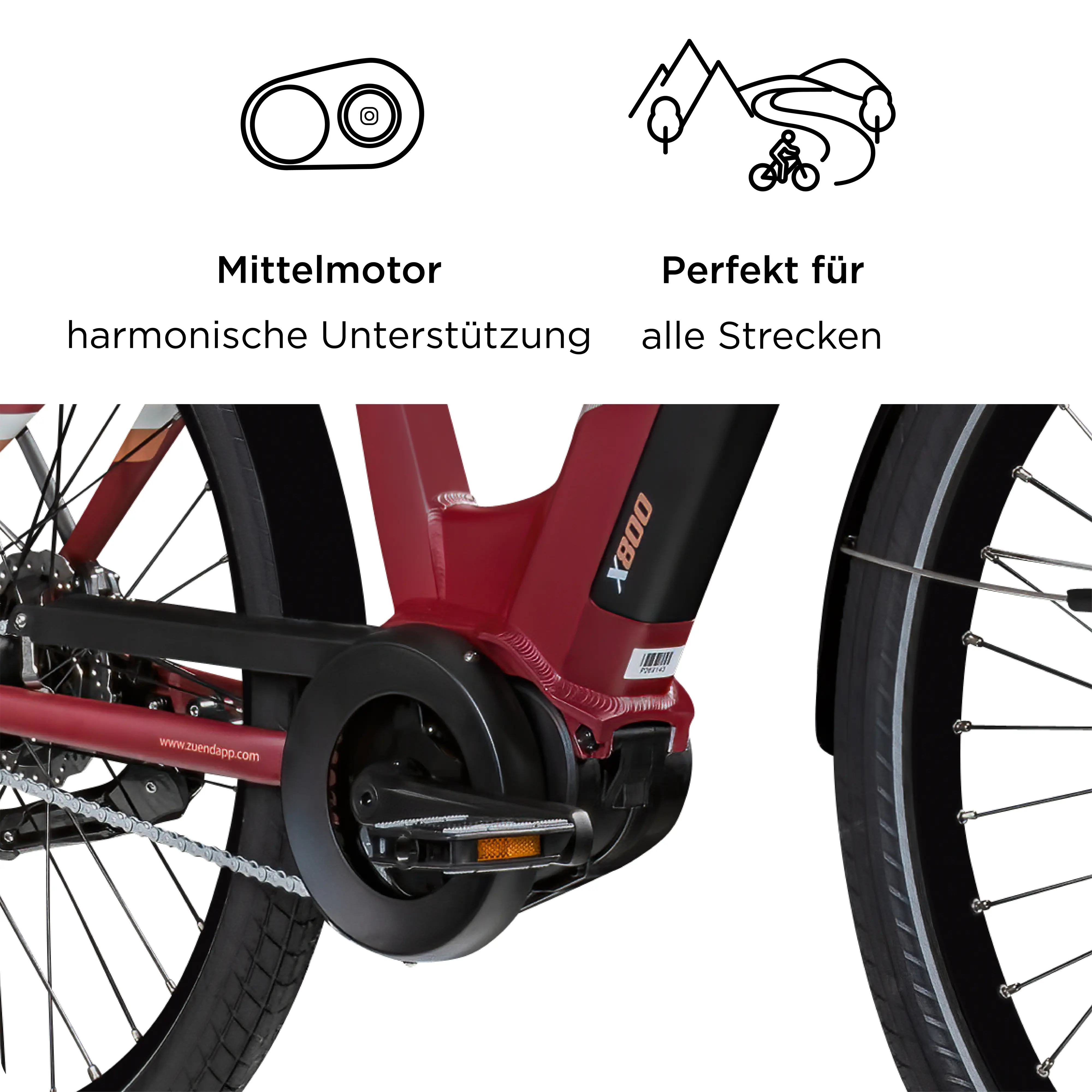 Zündapp E-Bike City X800 27,5 Zoll 7-Gang 550 Wh weinrot