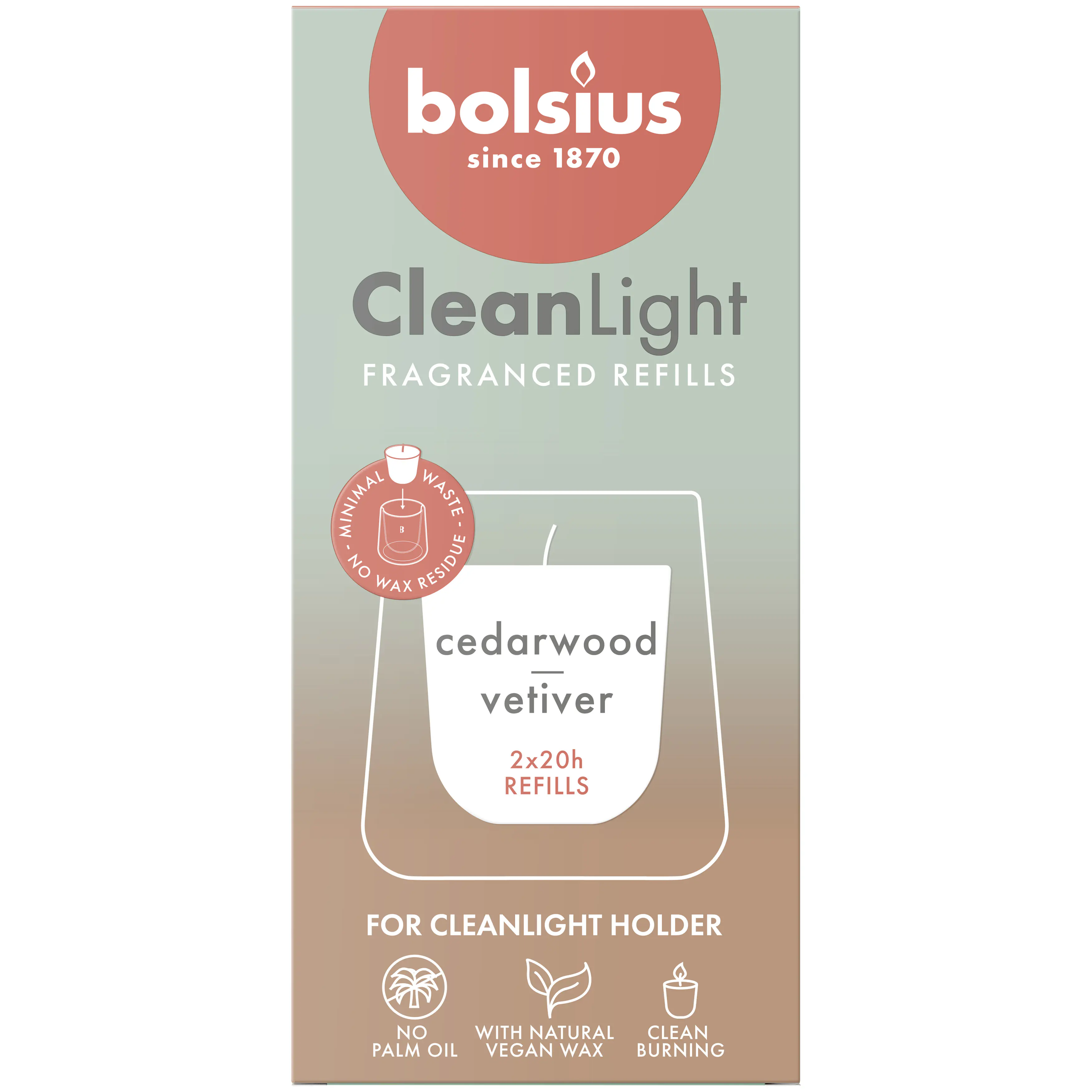 Bolsius Cleanlight Duft-Nachfüller 2er Pack Zedernholz & Vetiver