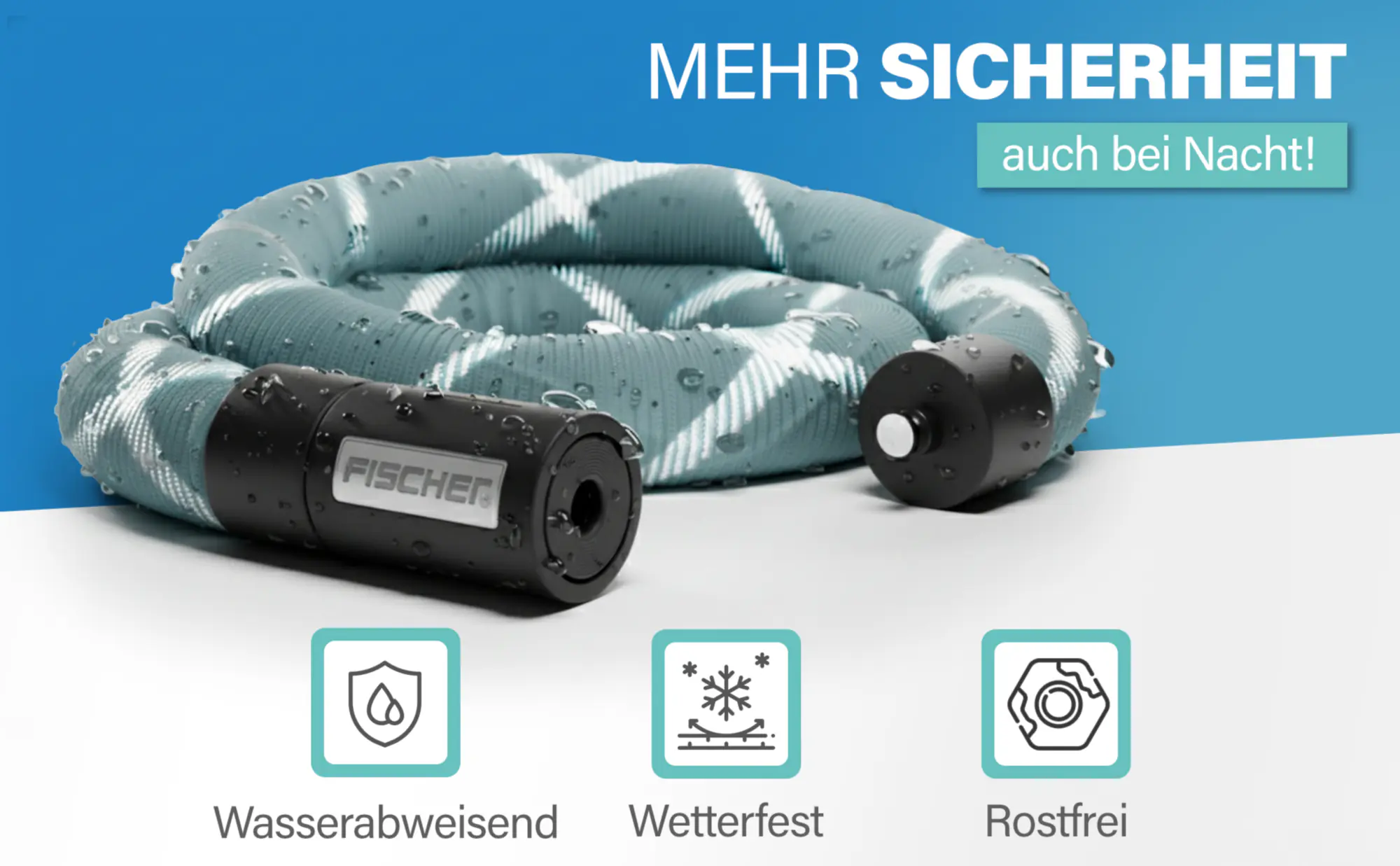 Fischer Kettenschloss Fahrrad Silence Ck100/32 100 cm x Ø 6 mm mint