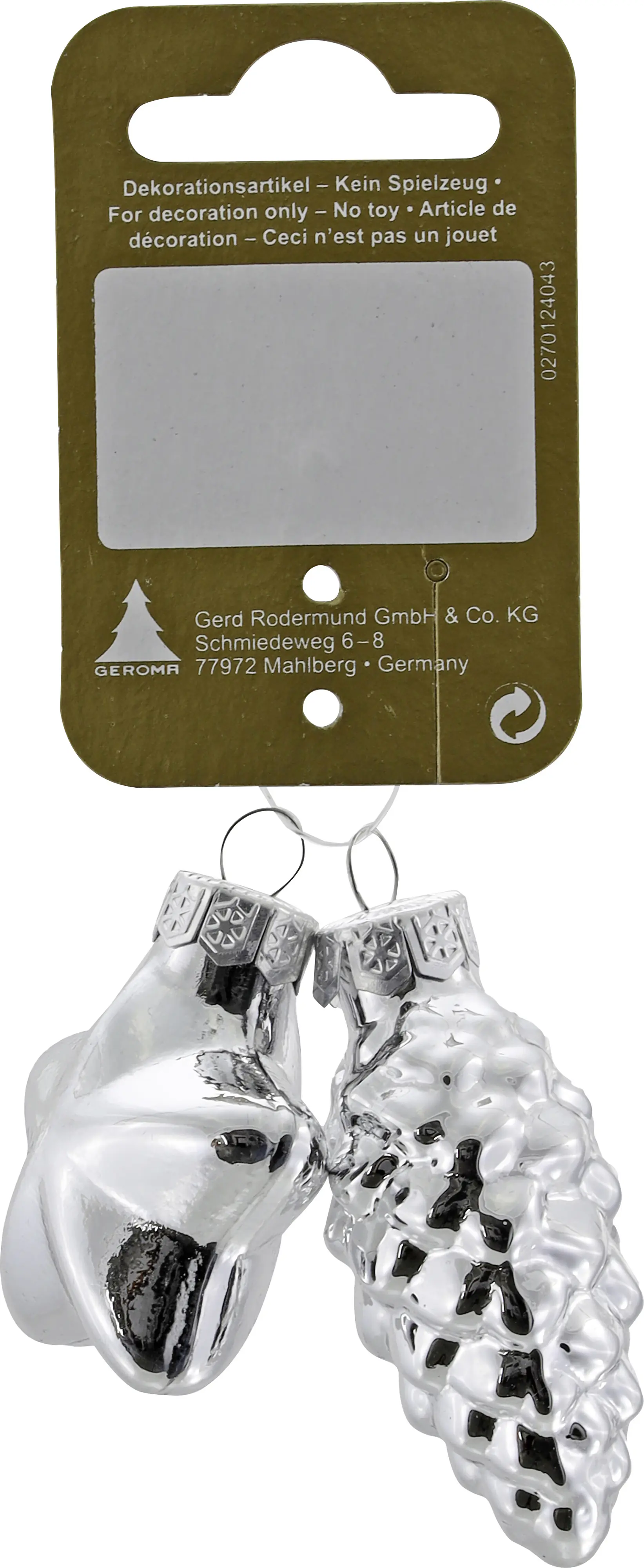 Weihnachtsanhänger Zapfen & Stern aus Glas 5,5 / 4 cm silber - 2 Stück