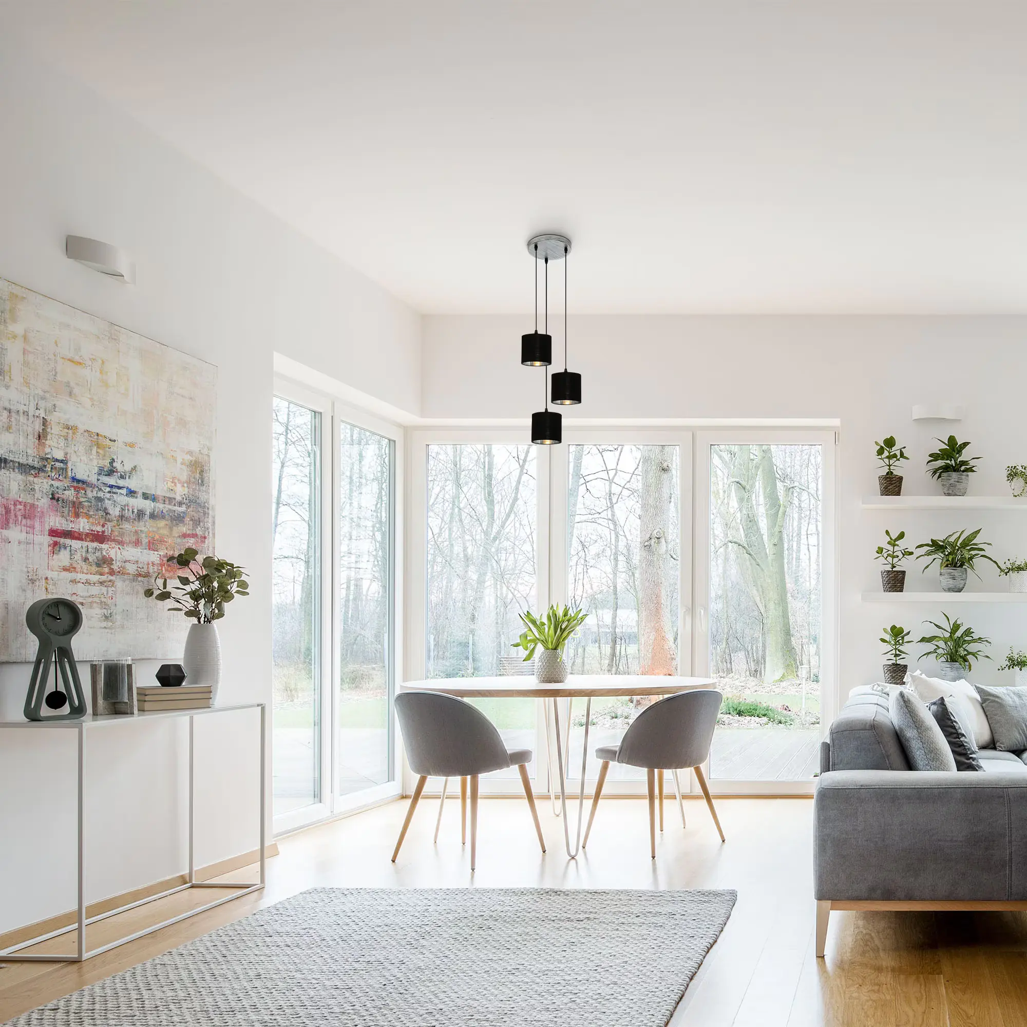 Briloner Pendelleuchte LURI antik-silber Stoff 3xE14 exklusive Briloner Pendelleuchte LURI antik-silber Stoff 3xE14 exklusive