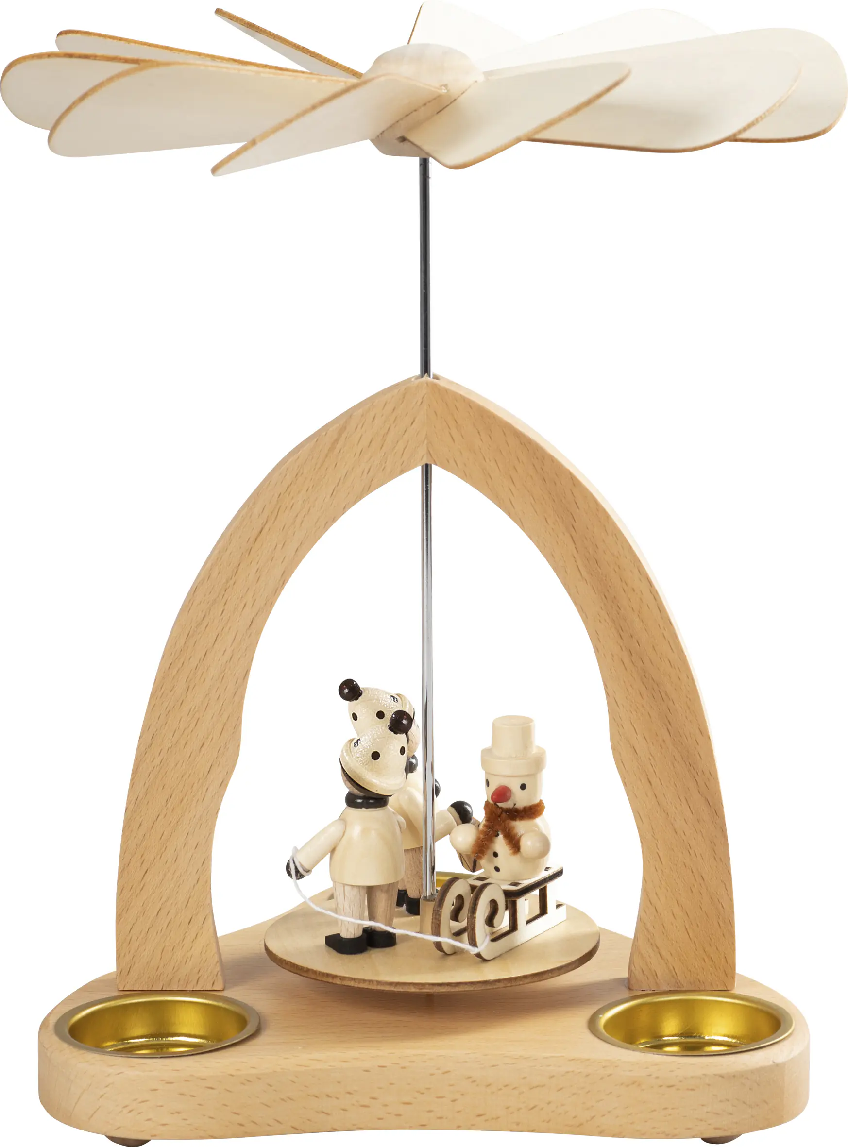 Teelichtpyramide Deko Holz Schneemann 21 cm 4-fach sortiert 